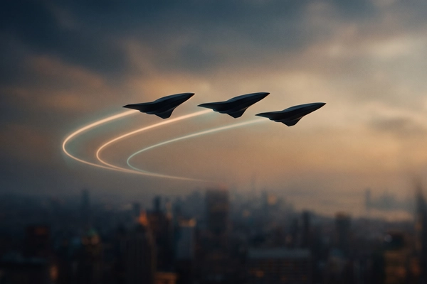 Hero banner illustration for "Degla launches voice-controlled multi-drone mission platform"