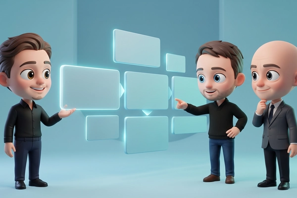 Hero banner illustration for "Visually launches AI platform for explainer videos"