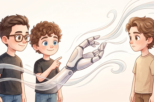 Hero banner illustration for "MicroAGI hits $100M revenue run rate training robots"