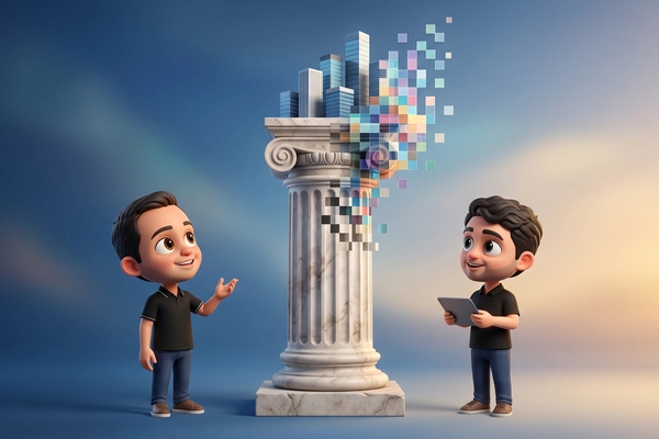 Hero banner illustration for "Mesa raises $14M to build AI-first business education"