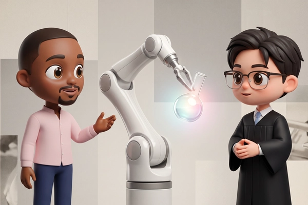 Hero banner illustration for "Primordiant builds AI robots to run scientific experiments"
