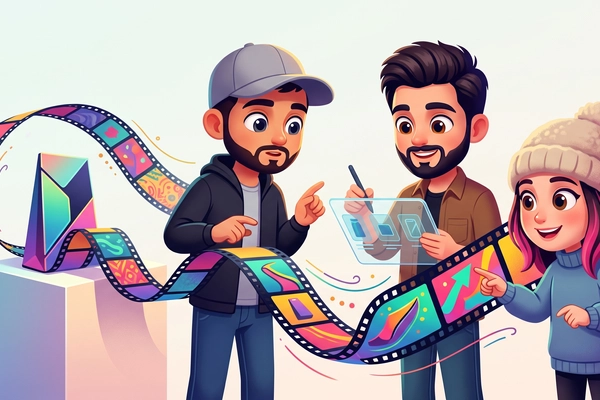 Hero banner illustration for "Shhots launches AI UGC ad generator for e-commerce brands"
