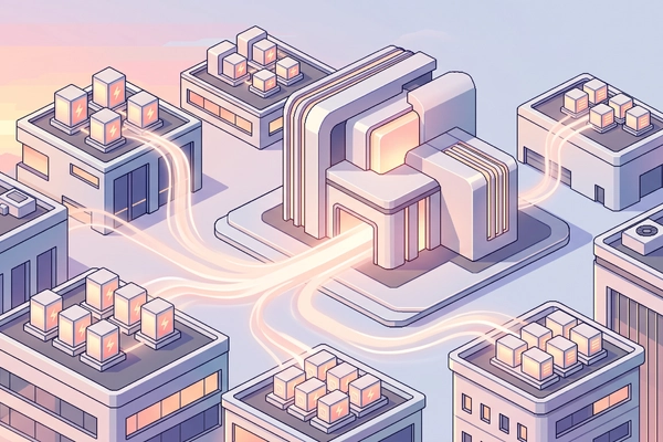 Hero banner illustration for "Blue Whale Energy raises $4M for battery grid to power AI DCs"