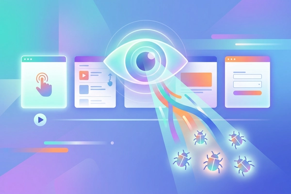 Hero banner illustration for "Lucent Launches AI That Watches Session Replays to Catch Silent Bugs"