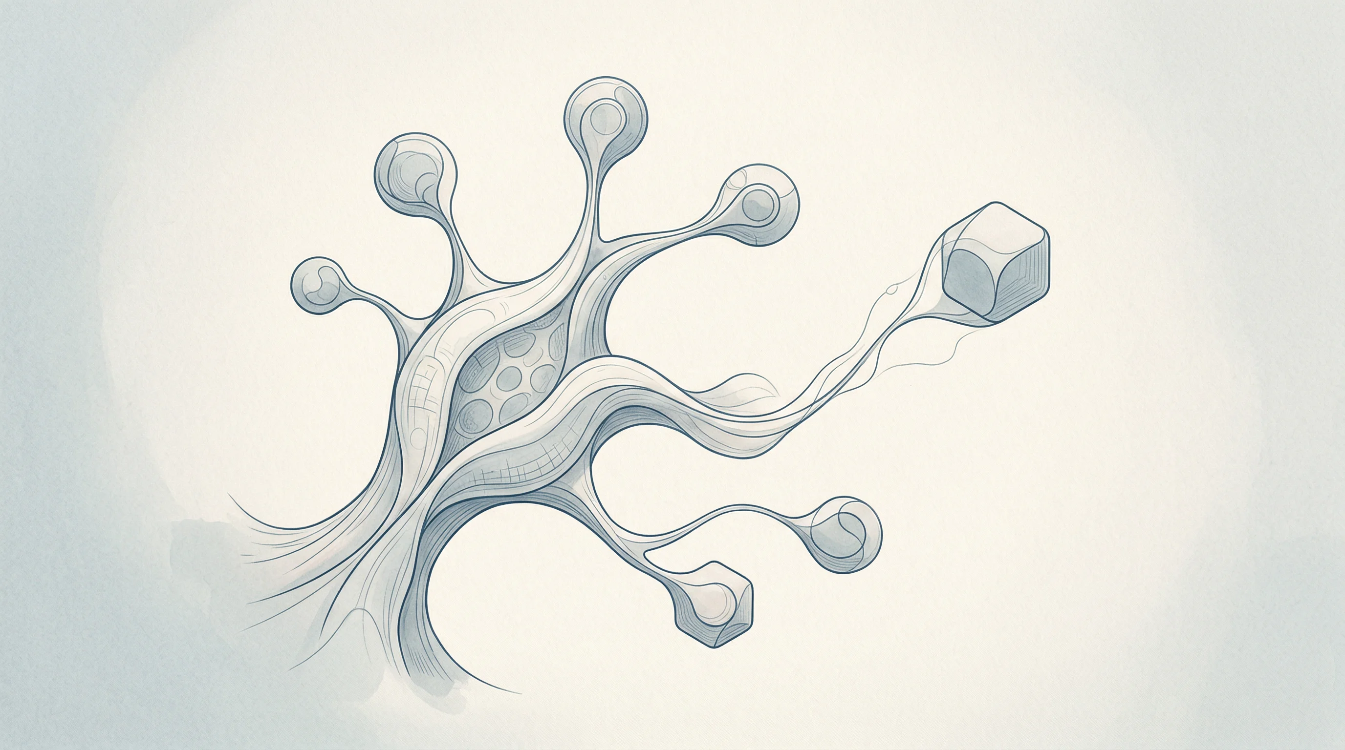 Digital illustration for article section "The Paragon Pedigree" in "Korsana Raises $175M Series A for Brain-Penetrant Alzheimer's Therapy" - A conceptual neo-vintage illustration depicting the corporate lineage of a biotech incubator, visual...