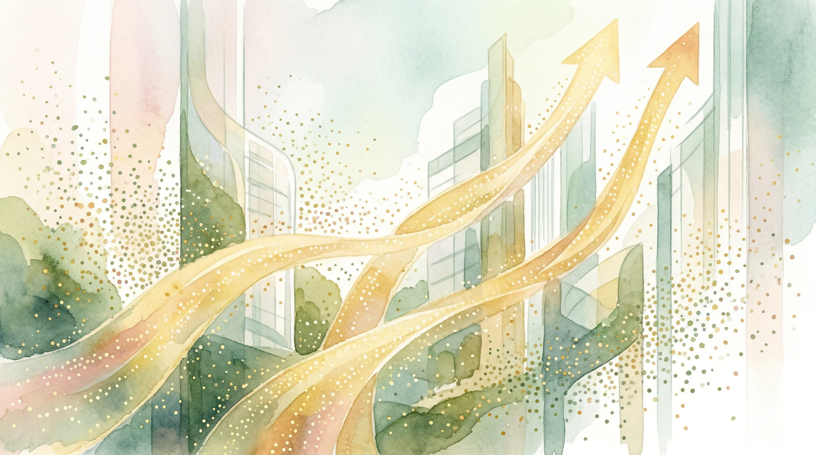 Digital illustration for article section "A Pattern, Not an Outlier" in "JetStream Lands $34M Seed to Govern AI Agent Sprawl" - A conceptual illustration visualizing a pattern of collective growth and financial momentum, depicti...