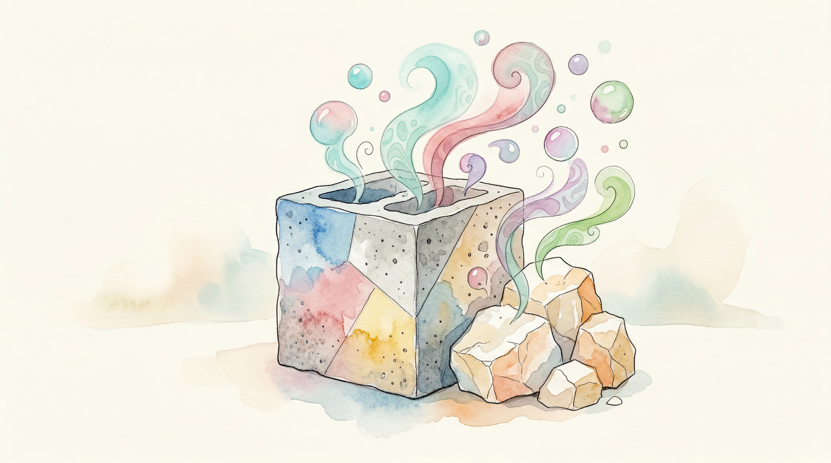 Digital illustration for article section "The Harder Decarbonization Problems" in "Litherm Raises €6.5M to Decarbonize Cement with Electric Kilns" - A conceptual illustration focusing on the hard-to-abate challenge of industrial decarbonization in t...