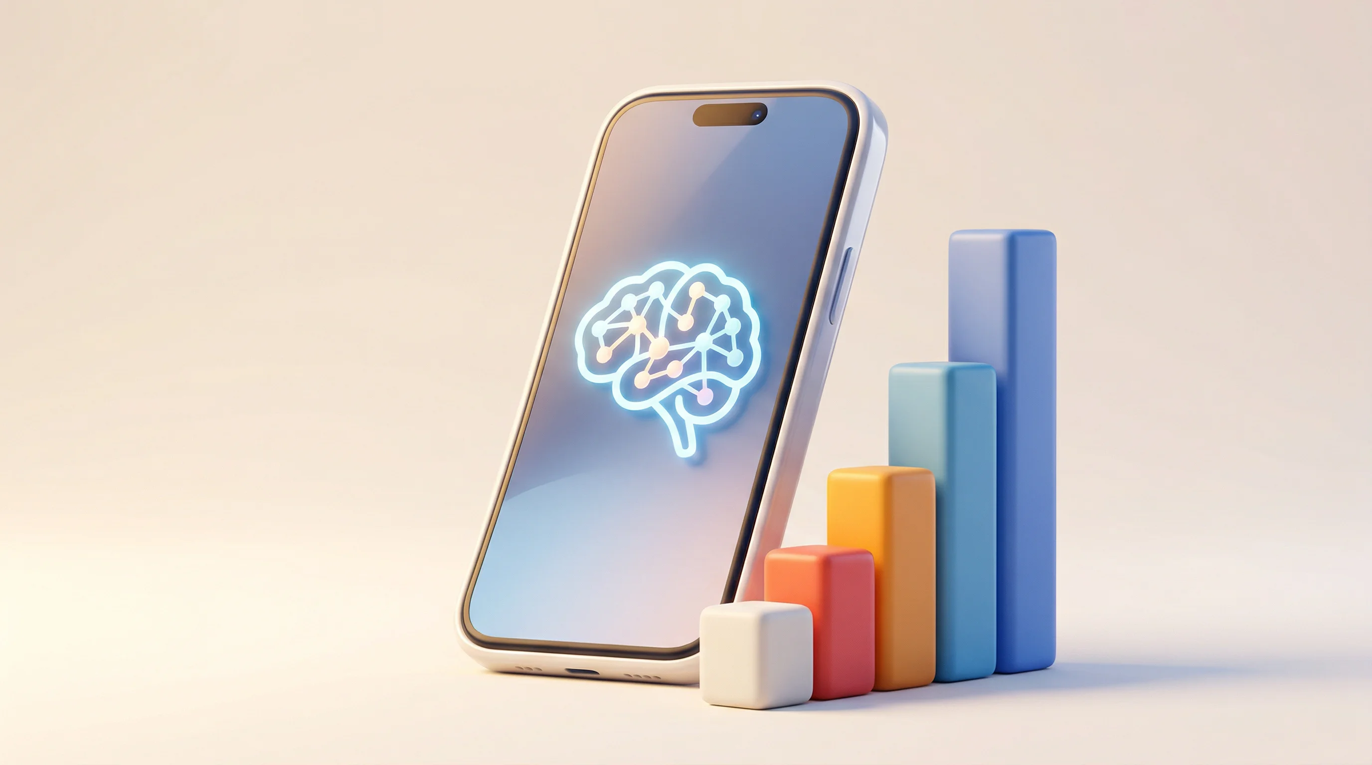 Digital illustration for article section "The Next Eighteen Months" in "Edge AI's $30B Deployment Problem: Inside the Infrastructure Race" - A high-quality 3D concept illustration featuring a premium smartphone representing the future of Gen...