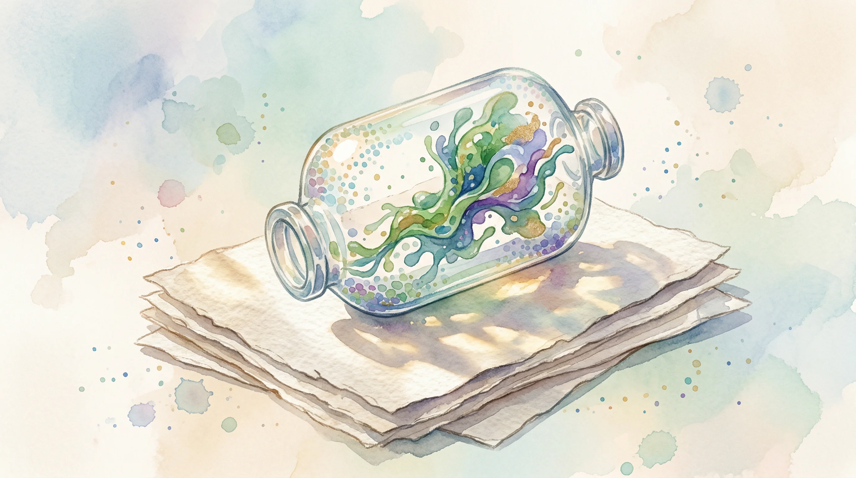 Digital illustration for article section "Regulatory Reality Check" in "Foundation Models Race to Fill Biology's Data Gaps" - A conceptual illustration depicting a transparent glass medical vessel containing a vibrant, evolvin...