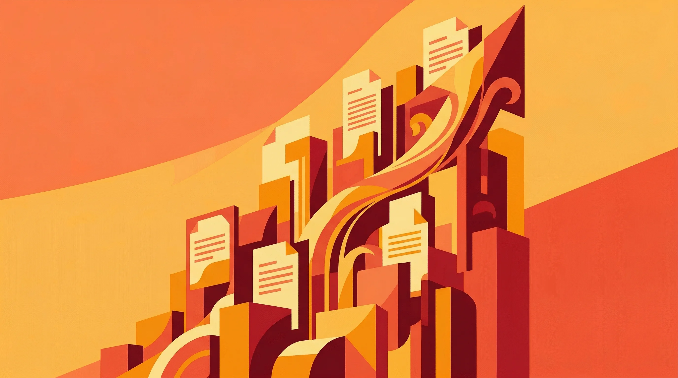 Digital illustration for article section "Growth, But in a Crowded Market" in "ArmorCode Raises $16M to Scale AI Security Governance Platform" - A conceptual illustration representing rapid business growth and massive data volume through a styli...