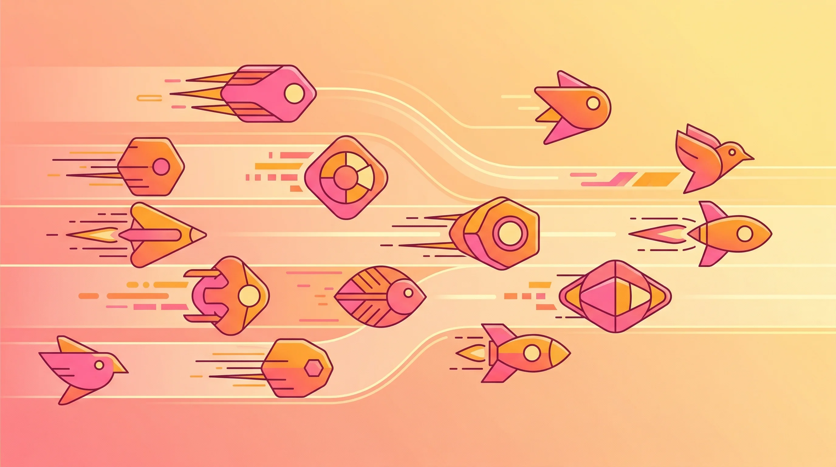Digital illustration for article section "A Crowded Field" in "ArmorCode's 'Anya' Brings Agentic AI to Enterprise Security Governance" - A conceptual flat design illustration depicting a crowded competitive field of AI security solutions...