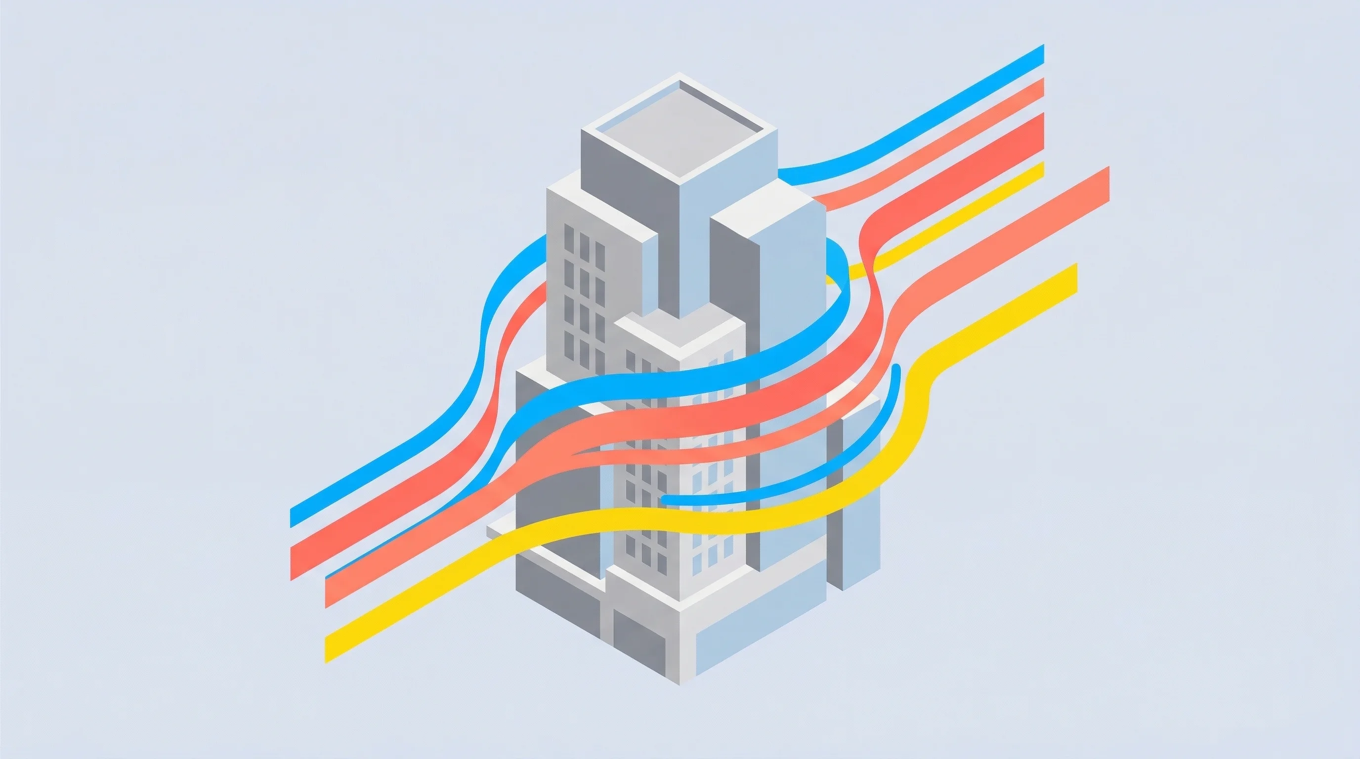 Digital illustration for article section "The Inviscid Approach, and the Validation Gap" in "Physics Meets AI: How YC-Backed Inviscid Tackles Building Energy Crisis" - A flat, modern digital illustration depicting a stylized, isometric high-rise building model serving...