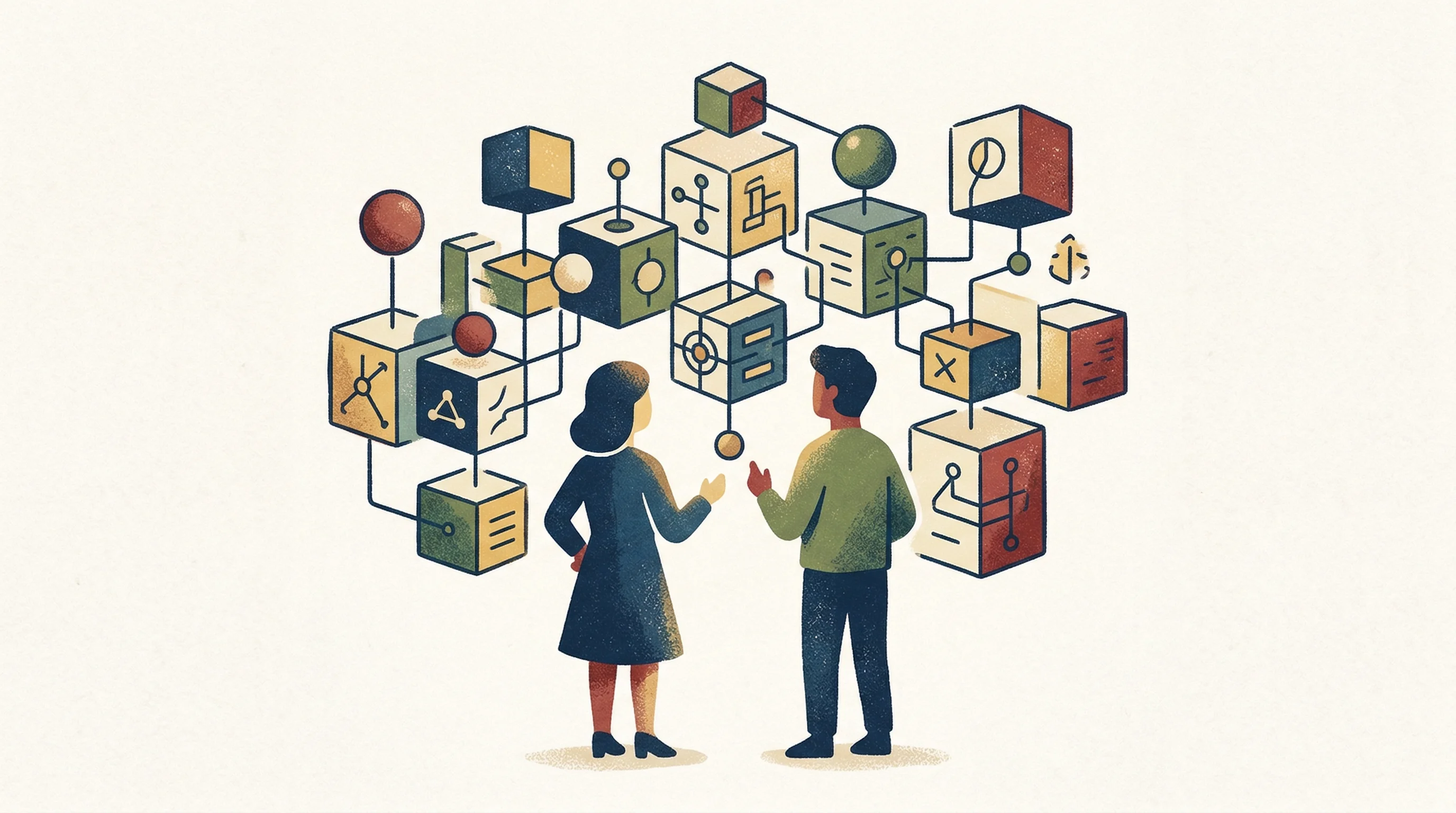 Digital illustration for article section "The Team Behind the Pitch" in "Corvera Launches AI Workforce for CPG Operations, Claims 40% Profit Lift" - Create a conceptual illustration representing the synergy of a startup founding team, specifically t...