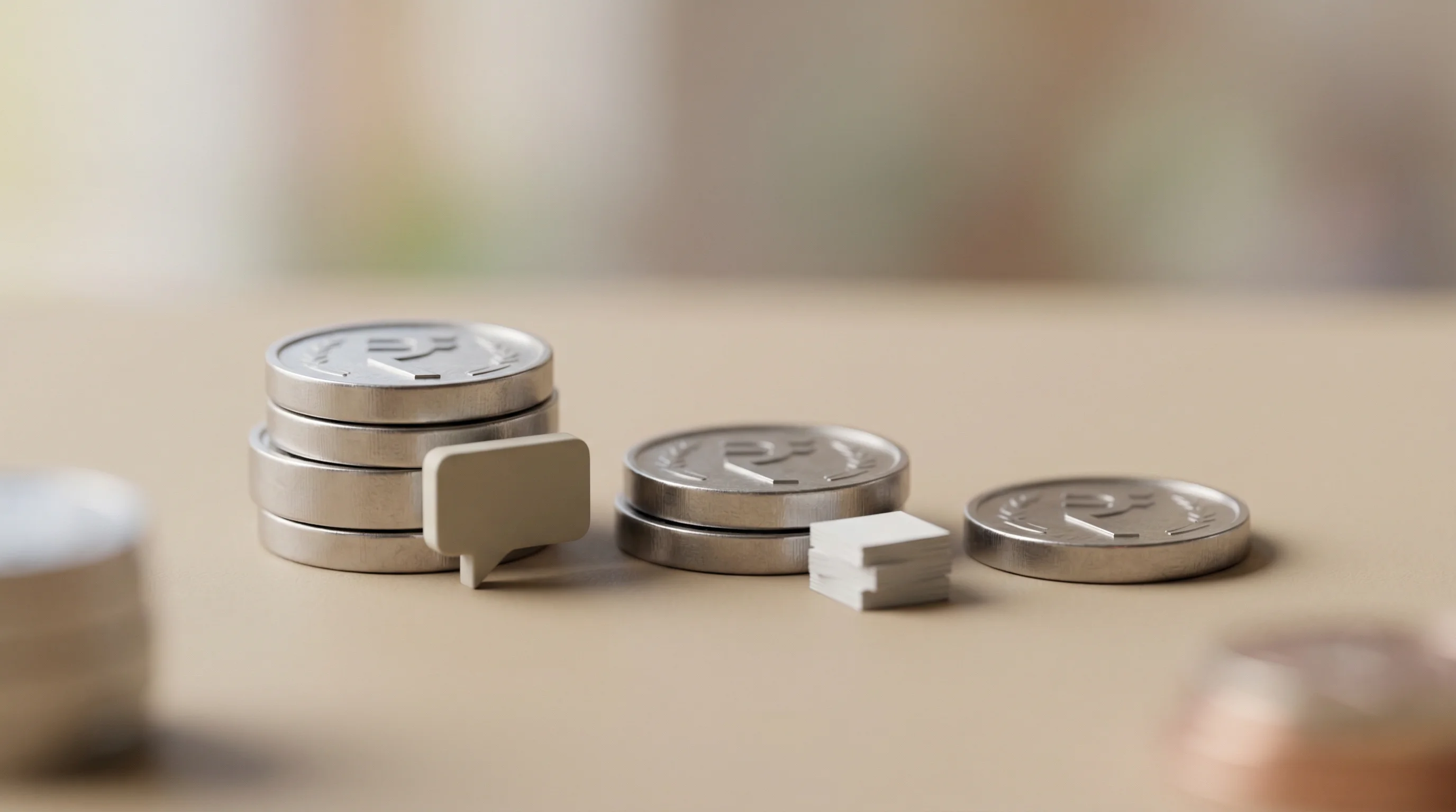 Digital illustration for article section "What It Actually Costs" in "Sarvam AI Launches Startup Program With Free API Credits for India" - A high-definition macro photography composition utilizing a tilt-shift effect to create a miniature ...