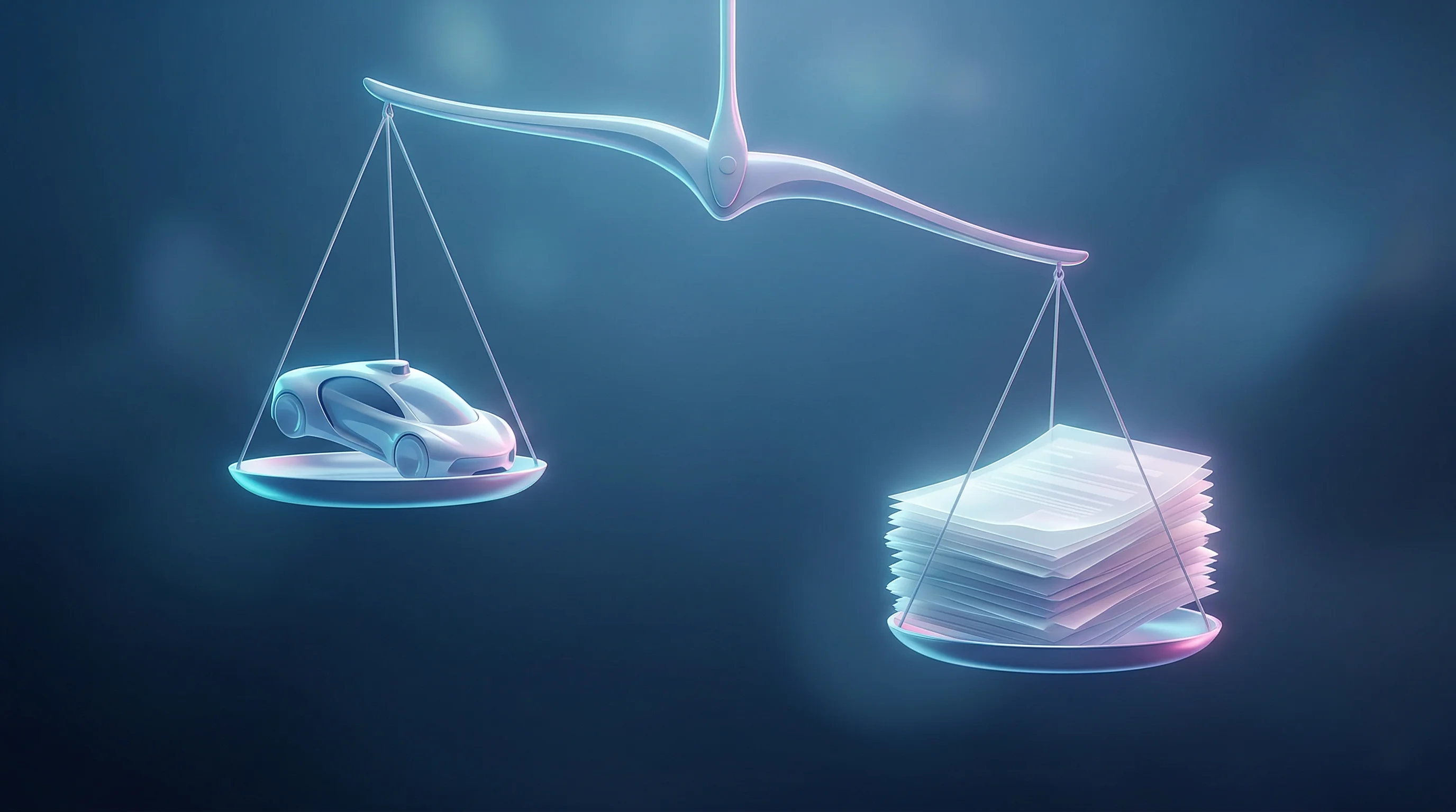 Digital illustration for article section "Algorithms as Actuarial Tables" in "Valgo Tackles Aviation AI Safety Validation Amid New EU Rules" - A conceptual composition visualizing the financial bottleneck of autonomous systems, featuring a sty...