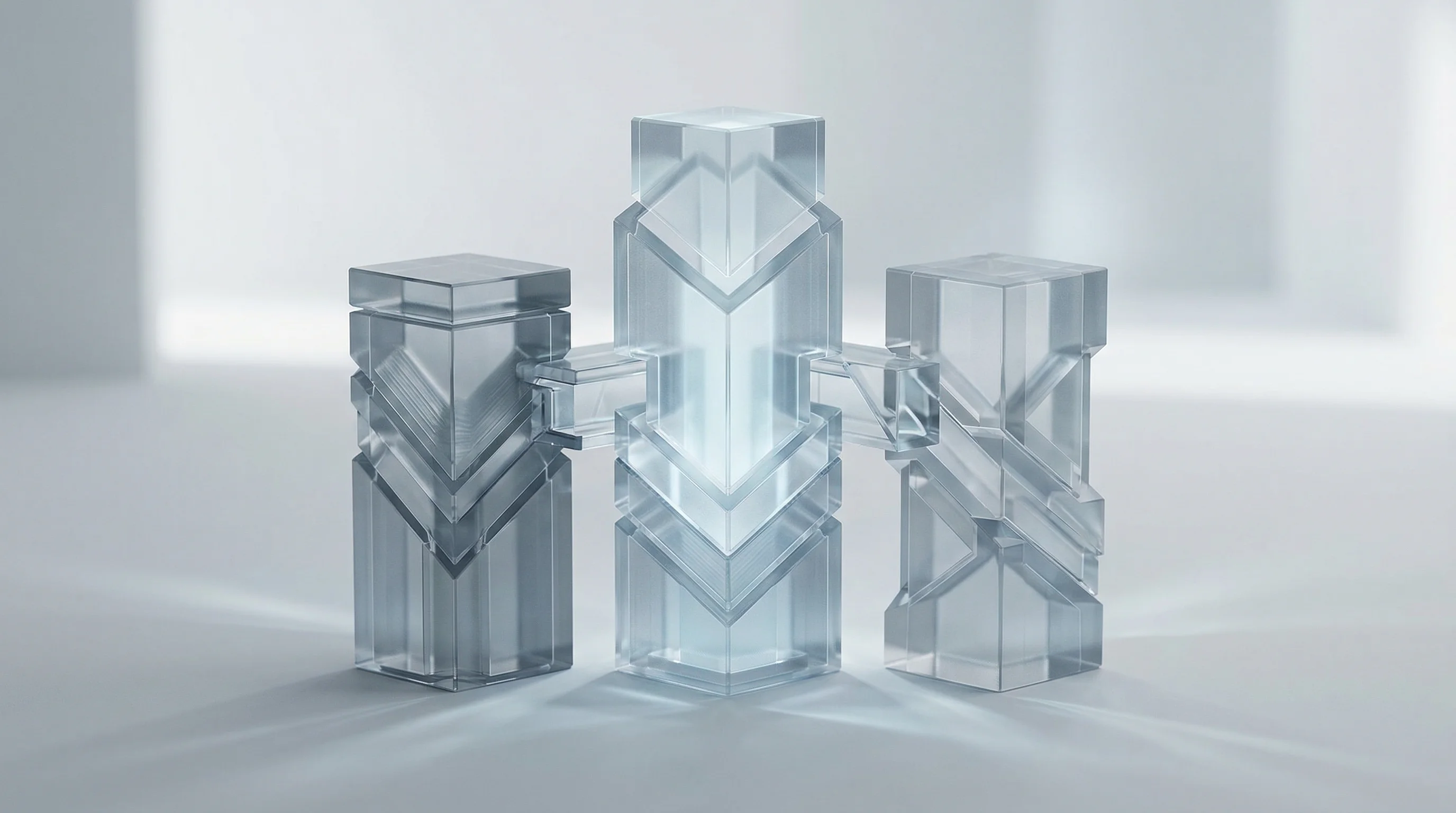 Digital illustration for article section "The Founding Team" in "Advocacy Raises $3.5M Seed for AI Litigation Platform" - A minimalist conceptual composition representing a powerful founding team through three distinct, in...