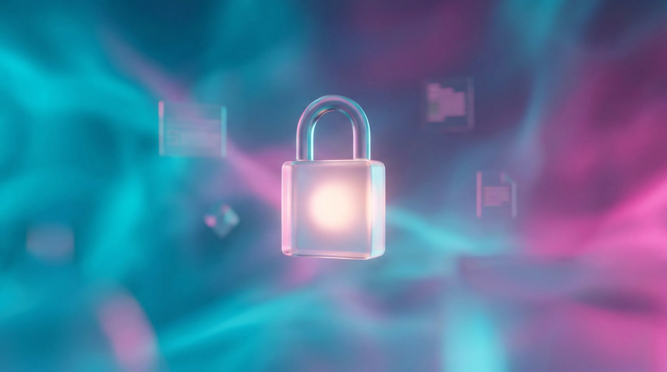 Digital illustration for article section "The Privacy Trade-Off" in "NotebookLM Creators Launch Huxe: AI Radio That Listens Back" - A minimalist, conceptual 3D composition representing the delicate balance of digital privacy and tru...
