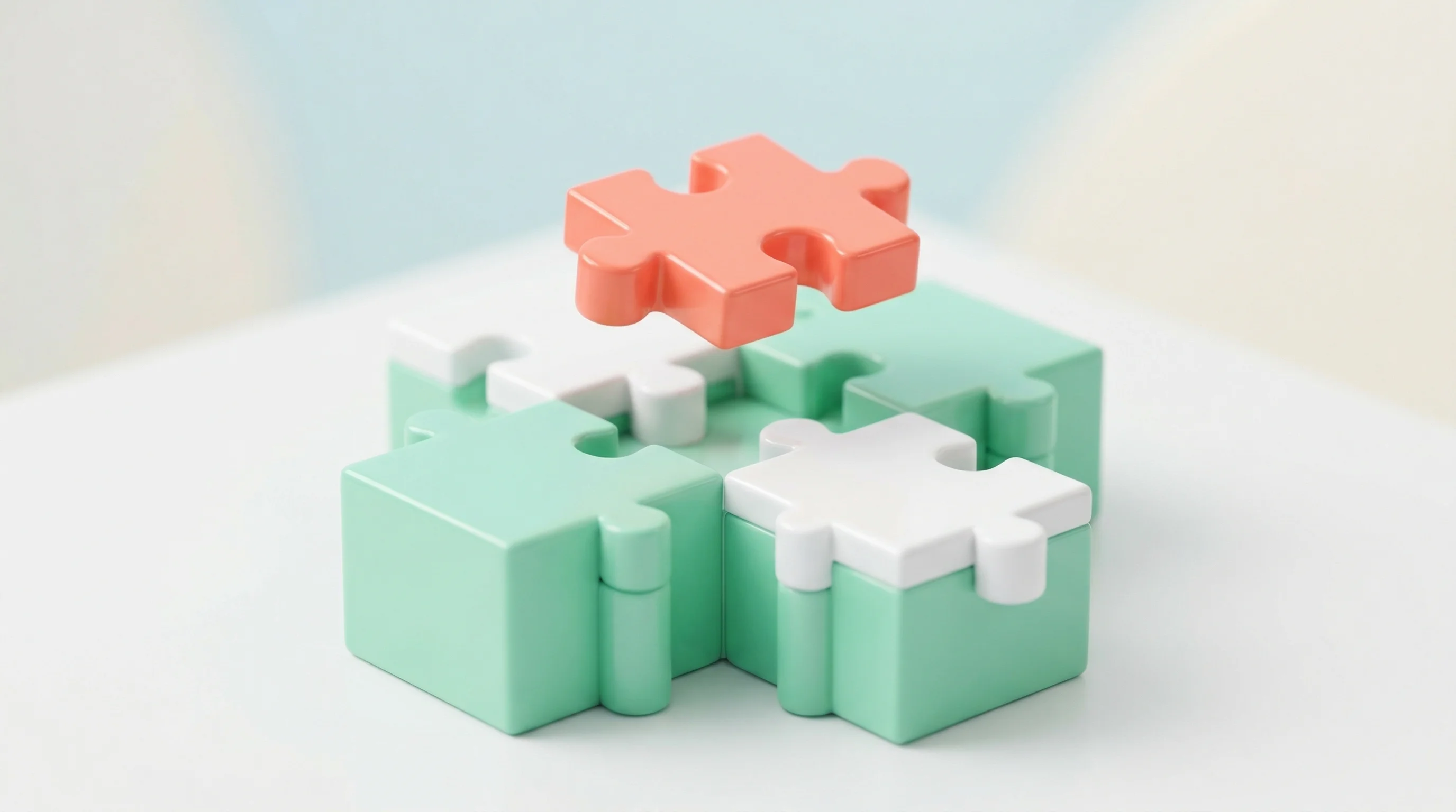 Digital illustration for article section "Content Section 2" in "Amigo Raises $11M Series A for Clinical AI Agents in 100+ Languages" - A conceptual miniature model of an oversized, stylized medical cross constructed from thick, interlo...