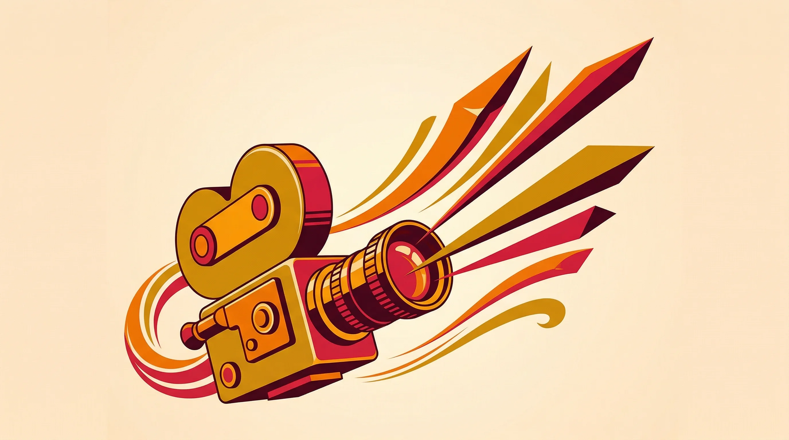 Digital illustration for article section "The Product Blitz" in "Inside Hedra's AI Agent: Automating Content from Prompt to Platform" - A conceptual, minimal illustration representing a rapid product blitz and advanced camera control, f...