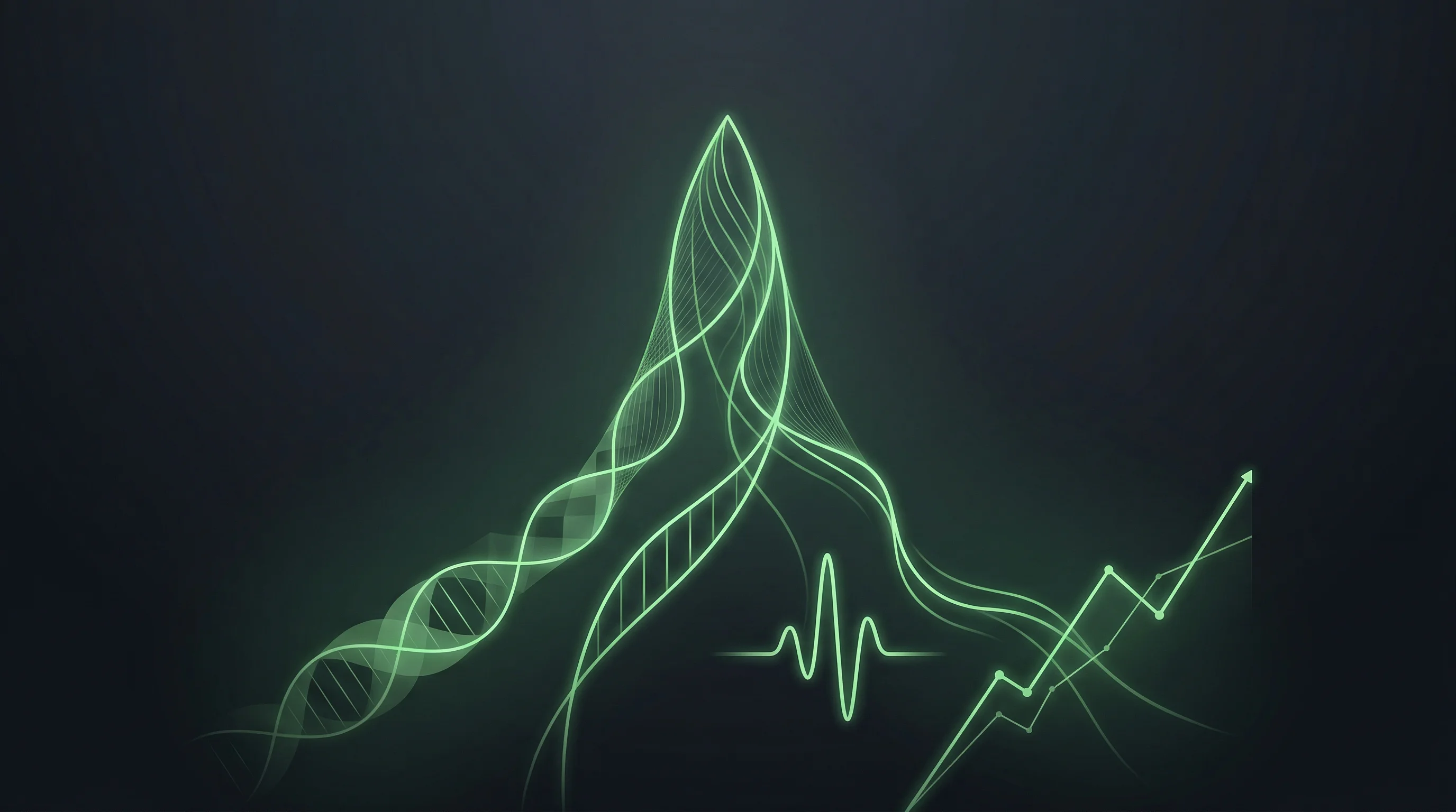Digital illustration for article section "Four People, Big Ambitions" in "YC-Backed Prana Launches AI Doctor for Continuous Health Monitoring" - A clean, minimalist conceptual artwork symbolizing a founding team of four diverse experts and their...