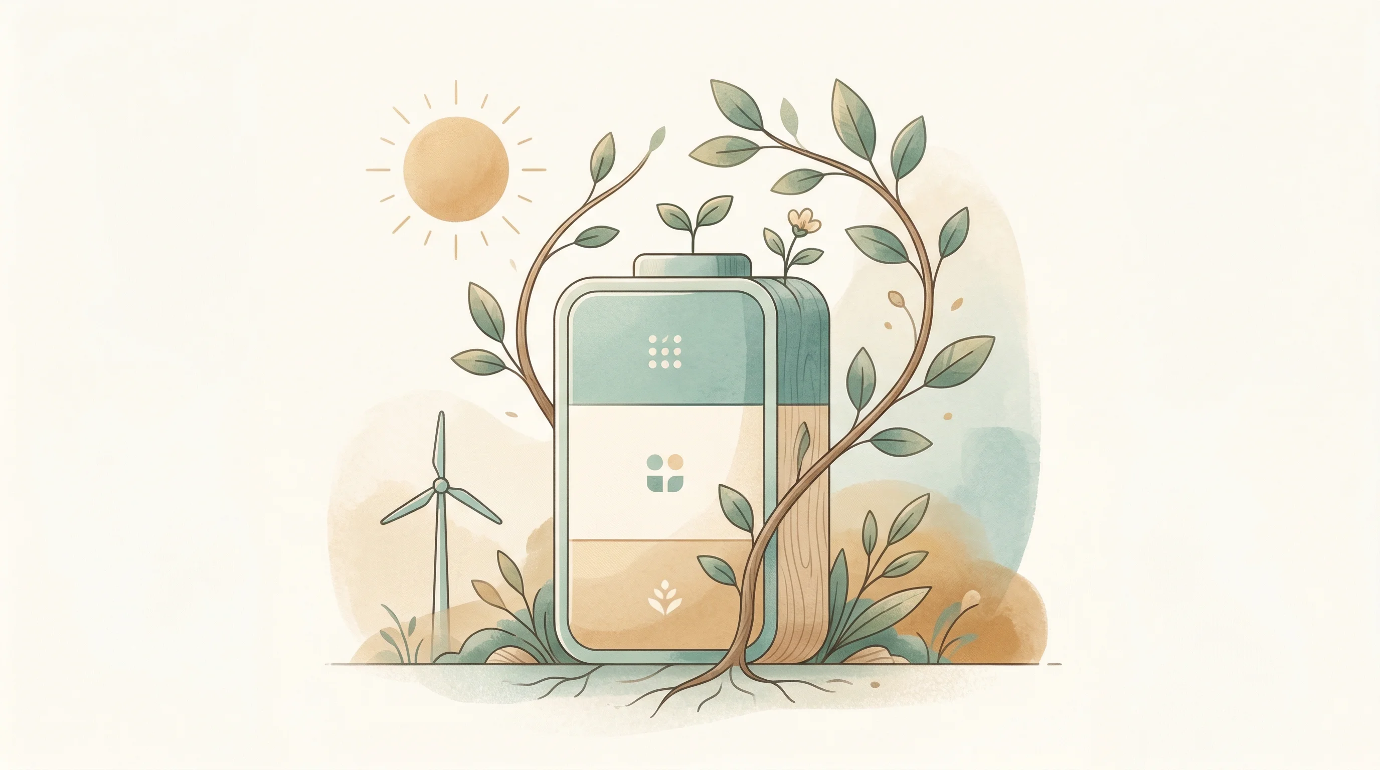 Digital illustration for article section "A Founder Who Made His Name Repurposing Batteries" in "Voxel Energy Launches Off-Grid Solar Data Centers with Repurposed Batteries" - A conceptual, minimalist illustration of a sleek, modern electric vehicle battery module being gentl...