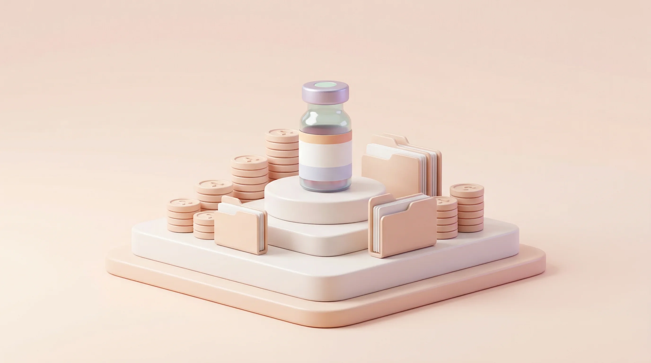 Digital illustration for article section "A Crowded Field, Higher Stakes" in "Mining Parasite Evolution: YC-Backed Ditto Bio's Autoimmune Gambit" - A clean, minimalist 3D cartoon miniature model representing a highly competitive and high-stakes cli...