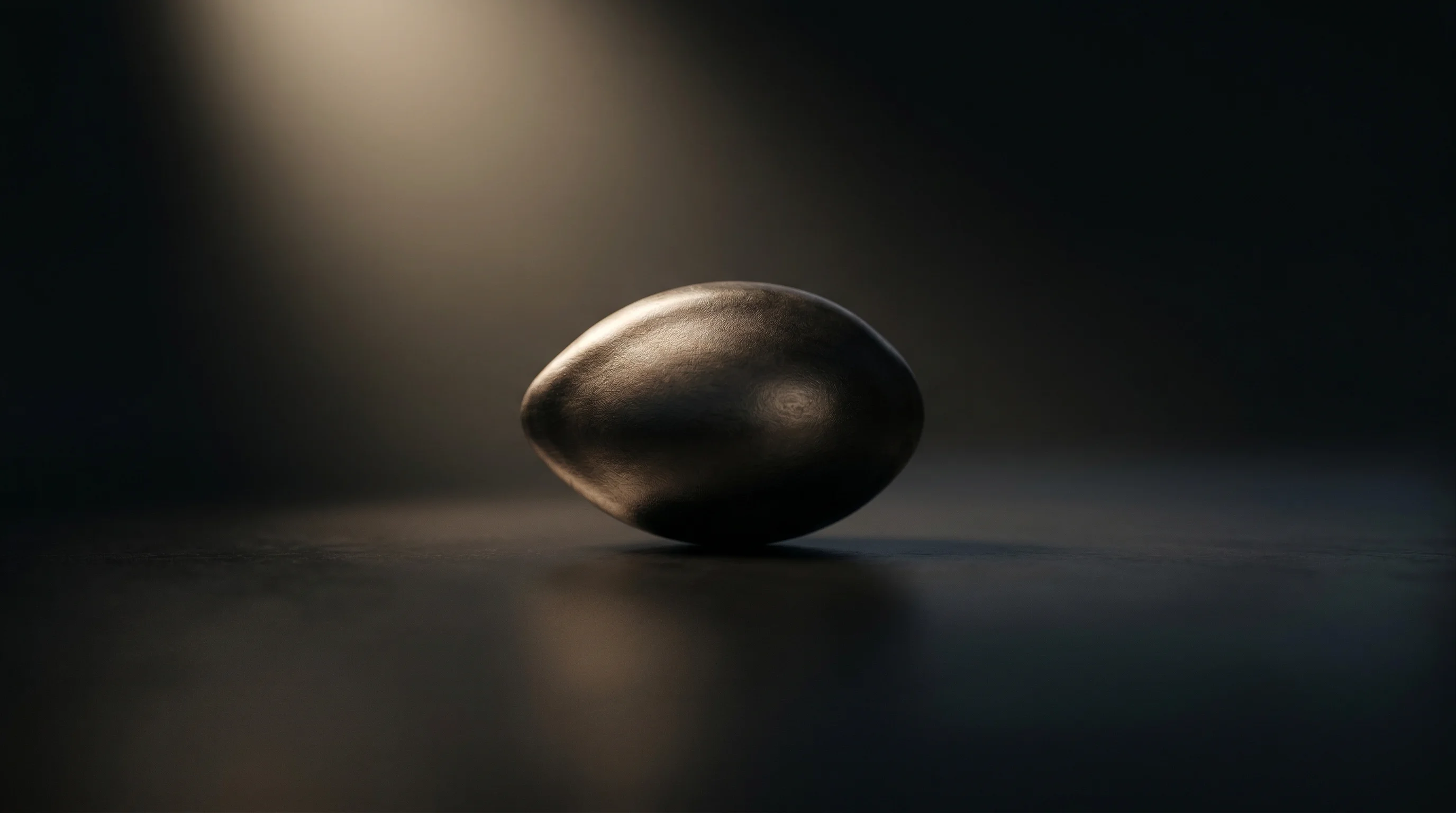 Digital illustration for article section "Funding in the Shadows" in "YouTube Co-Founder Chad Hurley's Stealth AI Video Startup EyeTell" - A conceptual, macro-photography view representing secretive seed funding, featuring a single, heavy,...