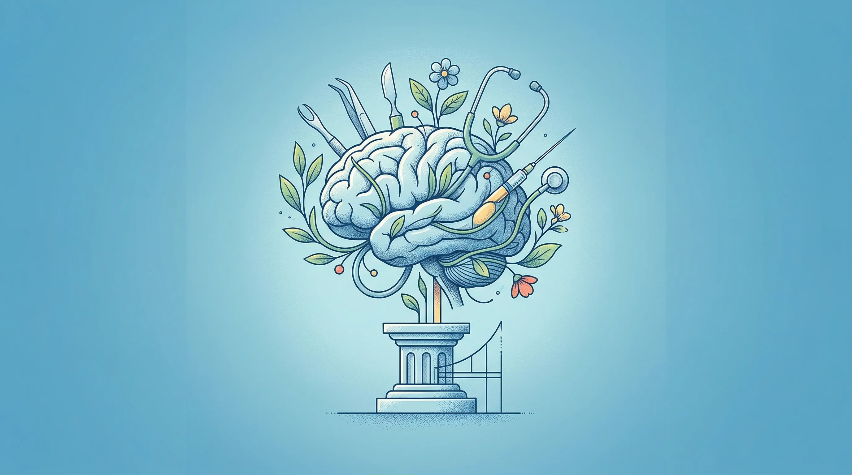 Digital illustration for article section "The 2030 Question" in "China's BCI Boom: How Brain-Computer Startups Are Racing to Market" - A clean, minimalist conceptual illustration representing a visionary 2030 medical blueprint for brai...