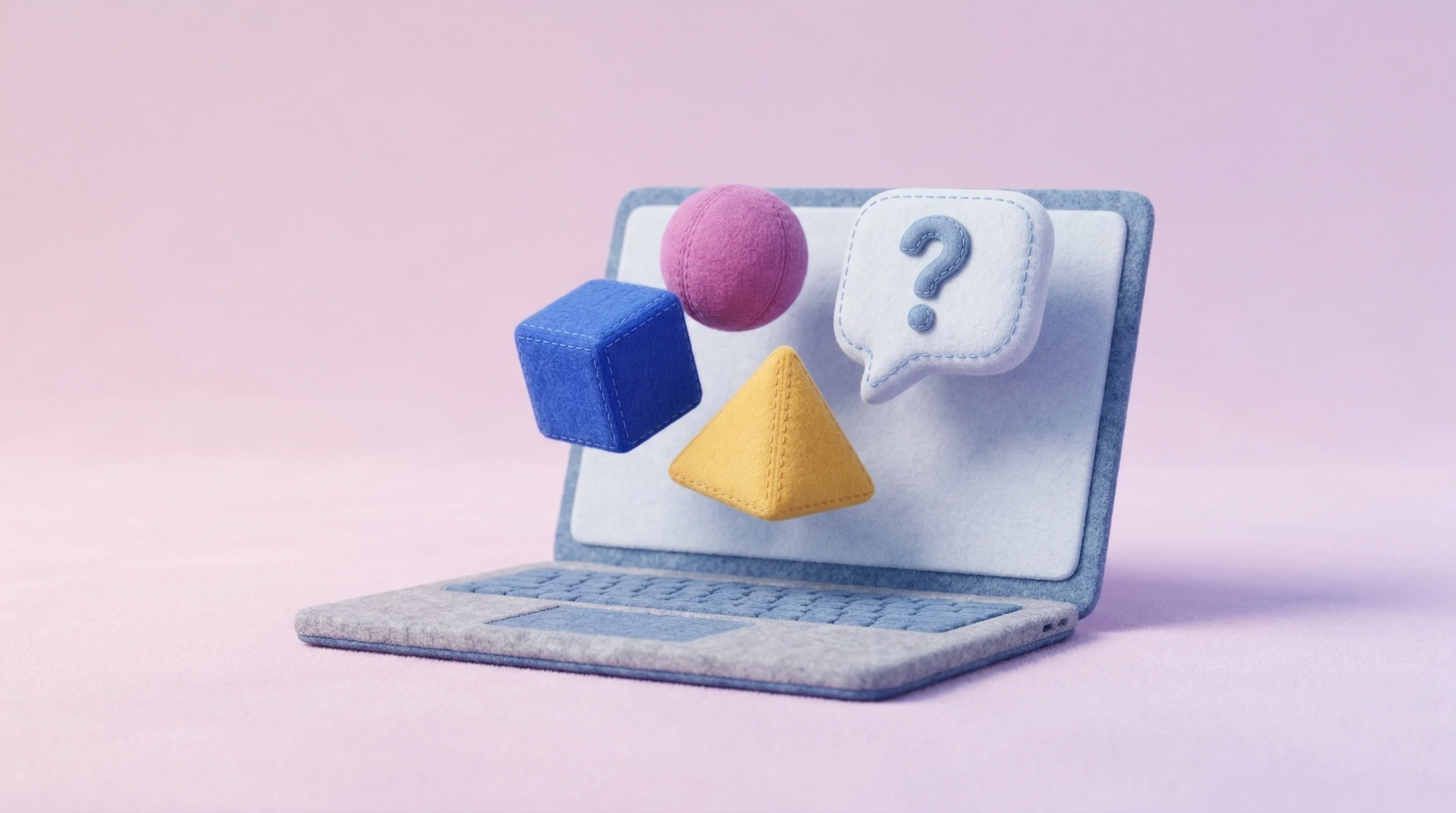 Digital illustration for article section "What's Available Today" in "RunAnywhere Claims Fastest AI Inference Engine for Apple Silicon" - A clean, minimal 3D conceptual illustration of a sleek, modern laptop resting on a soft, uncluttered...