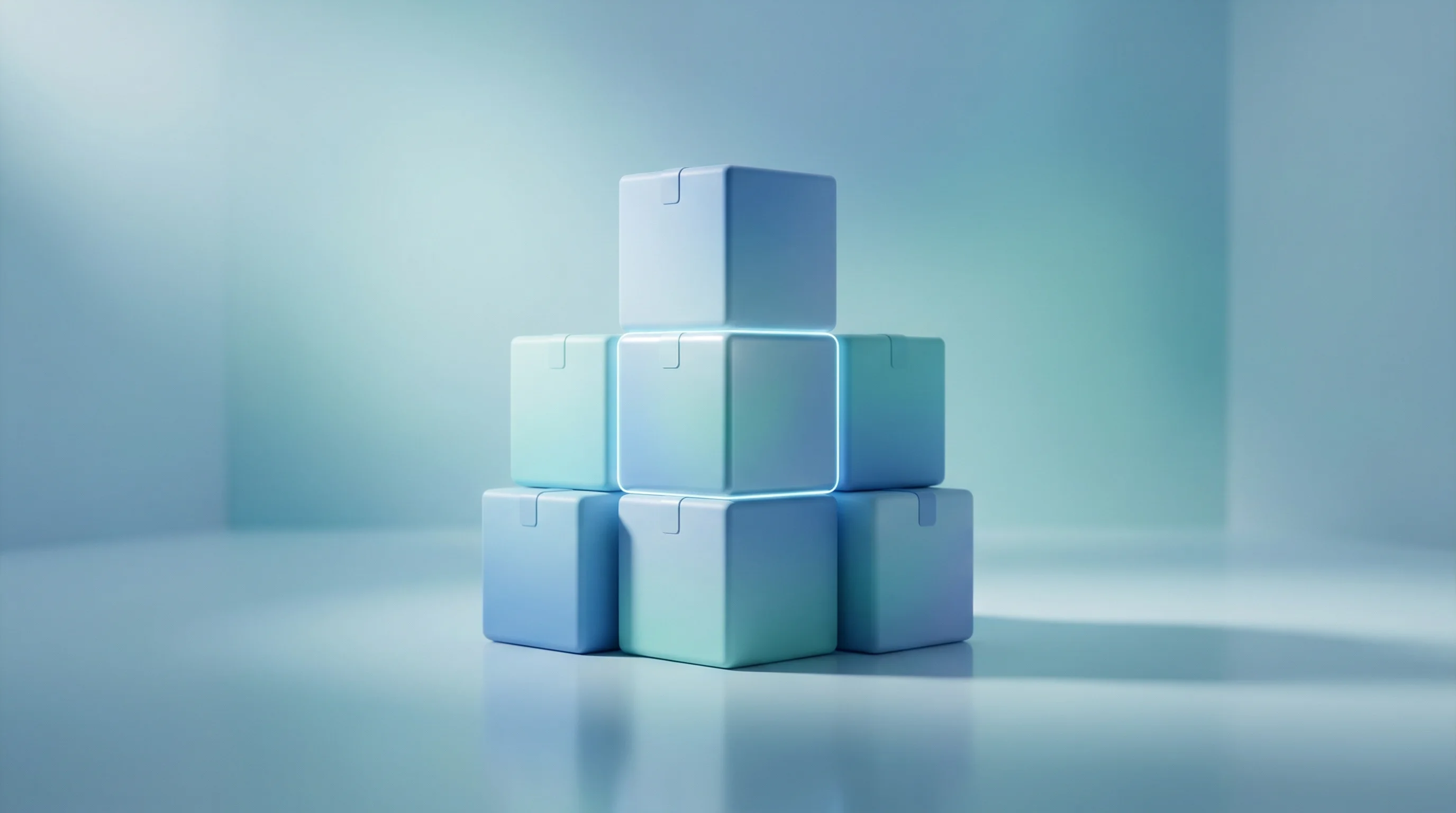 Digital illustration for article section "Content Section 2" in "Plato Raises $14.5M to Build AI Operating System for Distributors" - A minimalist, futuristic 3D rendering of a sleek, stylized stack of geometric distribution parcels c...