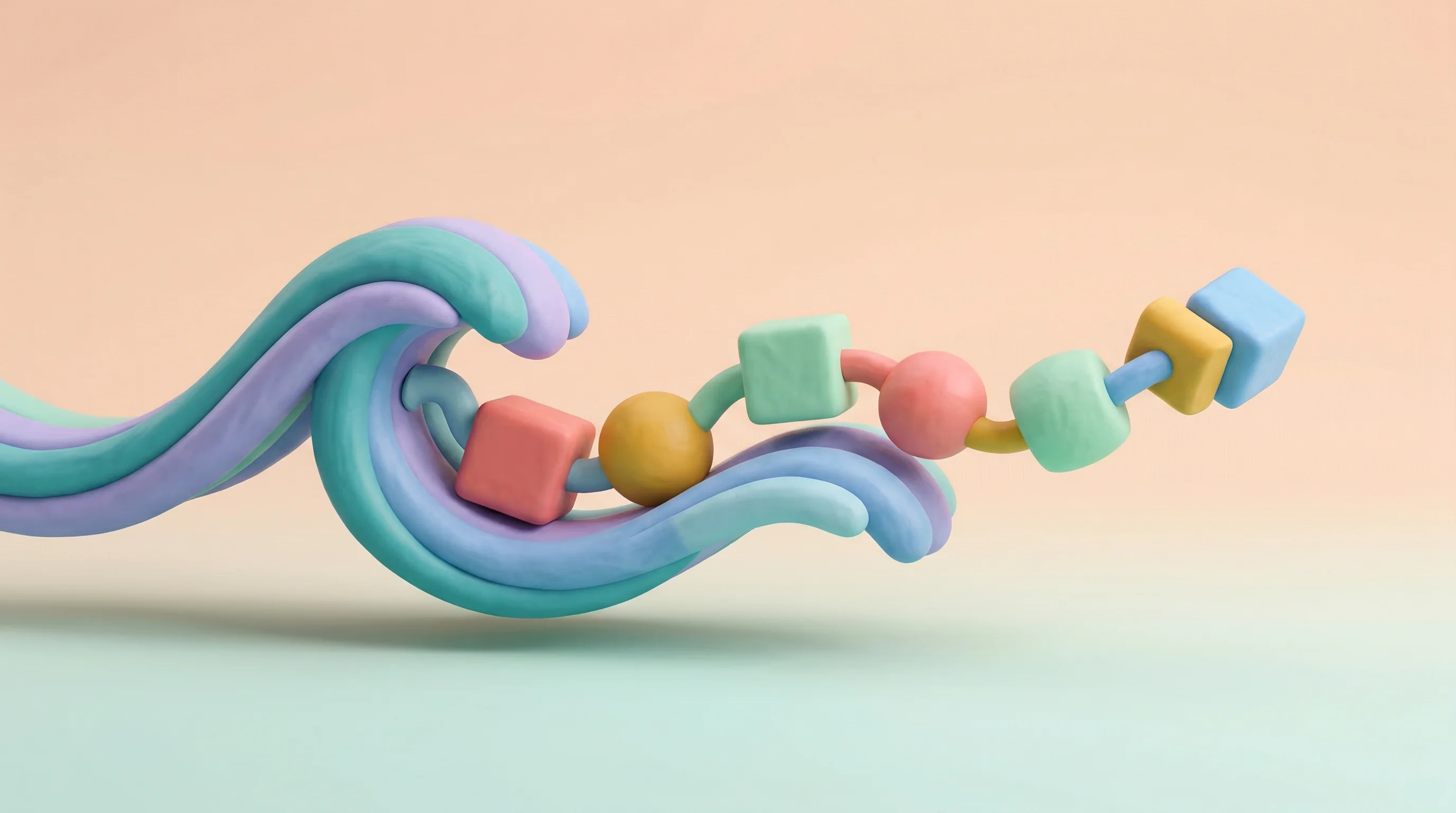 Digital illustration for article section "Riding the Agentic Wave" in "Qurrent Raises $15M Series A for AI-Powered Digital Workforces" - A conceptual, modern 3D illustration representing the momentum of autonomous agentic AI executing mu...