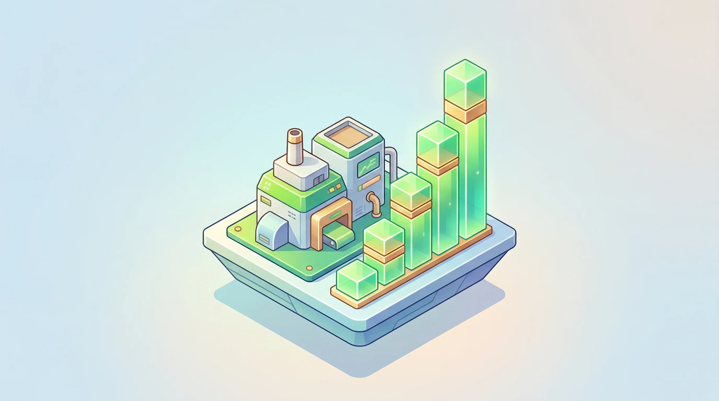 Digital illustration for article section "Unit Economics: The Real Test" in "PolyCycl Raises Series A to Scale Plastic Waste Recycling Technology" - A clean and minimal conceptual illustration representing unit economics and capital expenditure, fea...