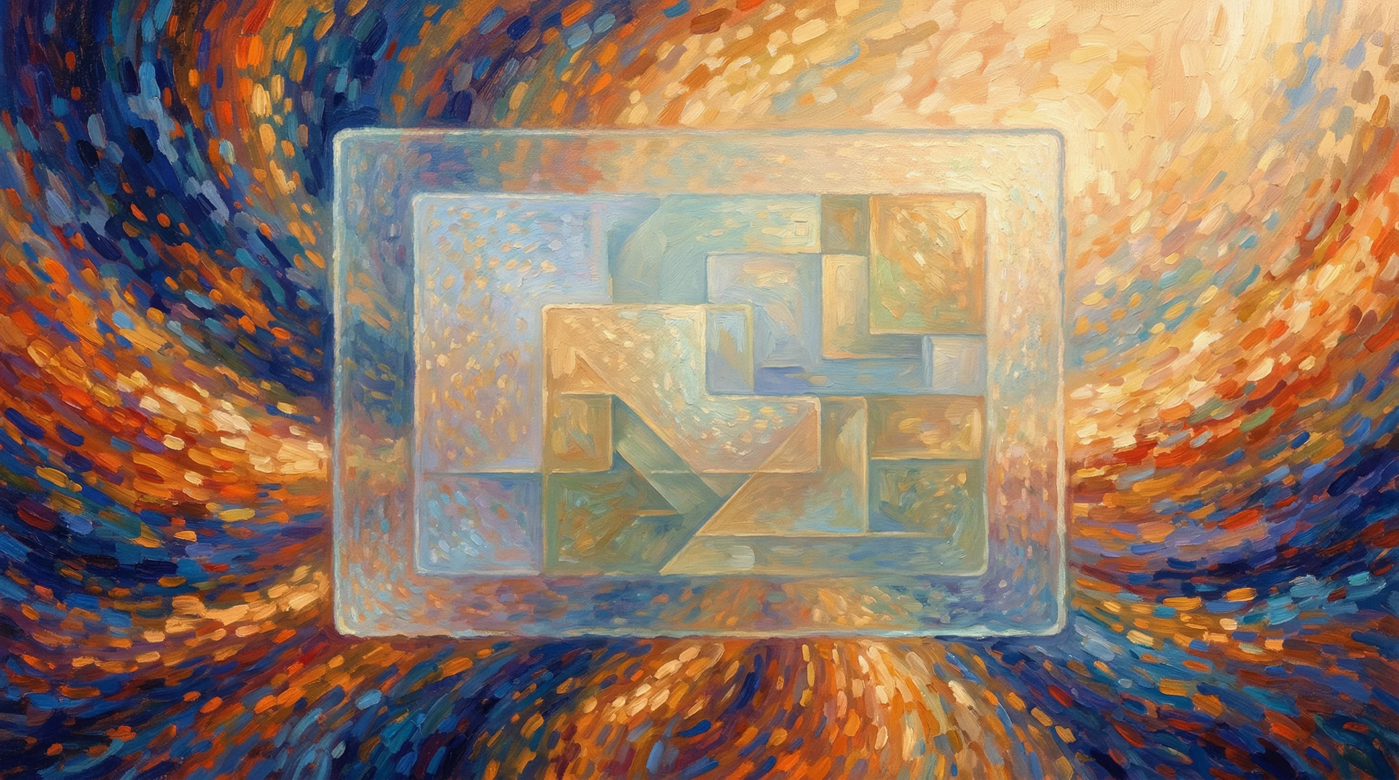 Digital illustration for article section "The Stealth Revolution" in "The Invisible Insurance Boom: How Embedded Coverage Is Reshaping Checkout" - A sleek, minimalist floating glass panel representing a modern digital interface sits at the center ...