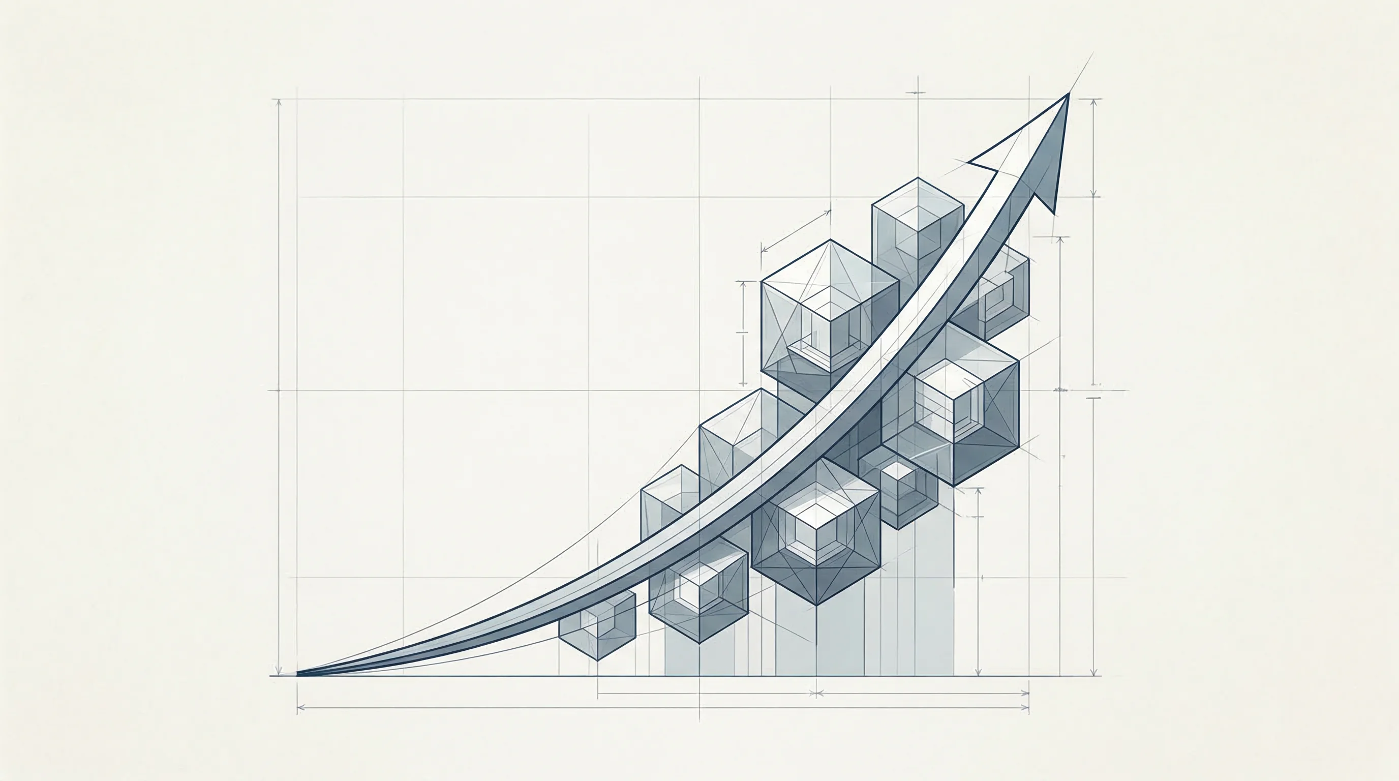 Digital illustration for article section "What It Signals (and What It Doesn't)" in "Inside YC's AI Agent Gold Rush: 70 Startups Bet on Autonomous Software" - A minimalist, conceptual illustration representing rapid, exponential startup growth and market sign...