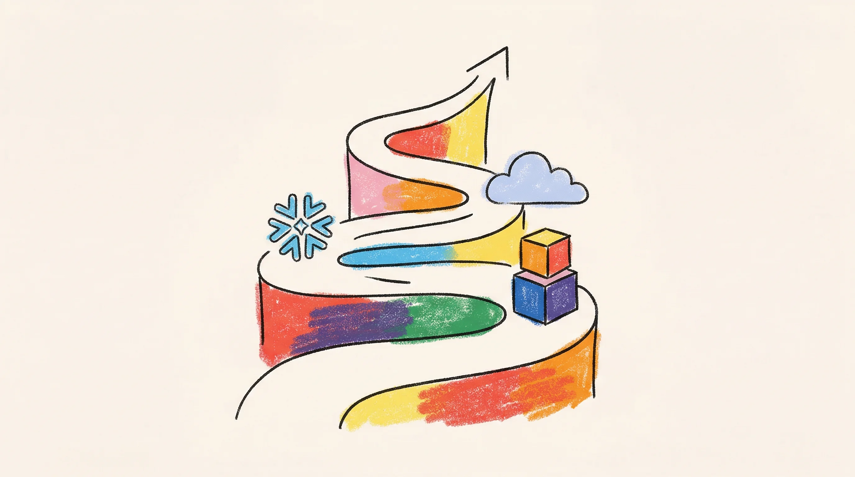 Digital illustration for article section "The Pedigree" in "Tower.dev Raises $6.4M to Build 'Databricks of Python Era'" - A conceptual, minimalist illustration of a winding upward pathway representing a prestigious career ...