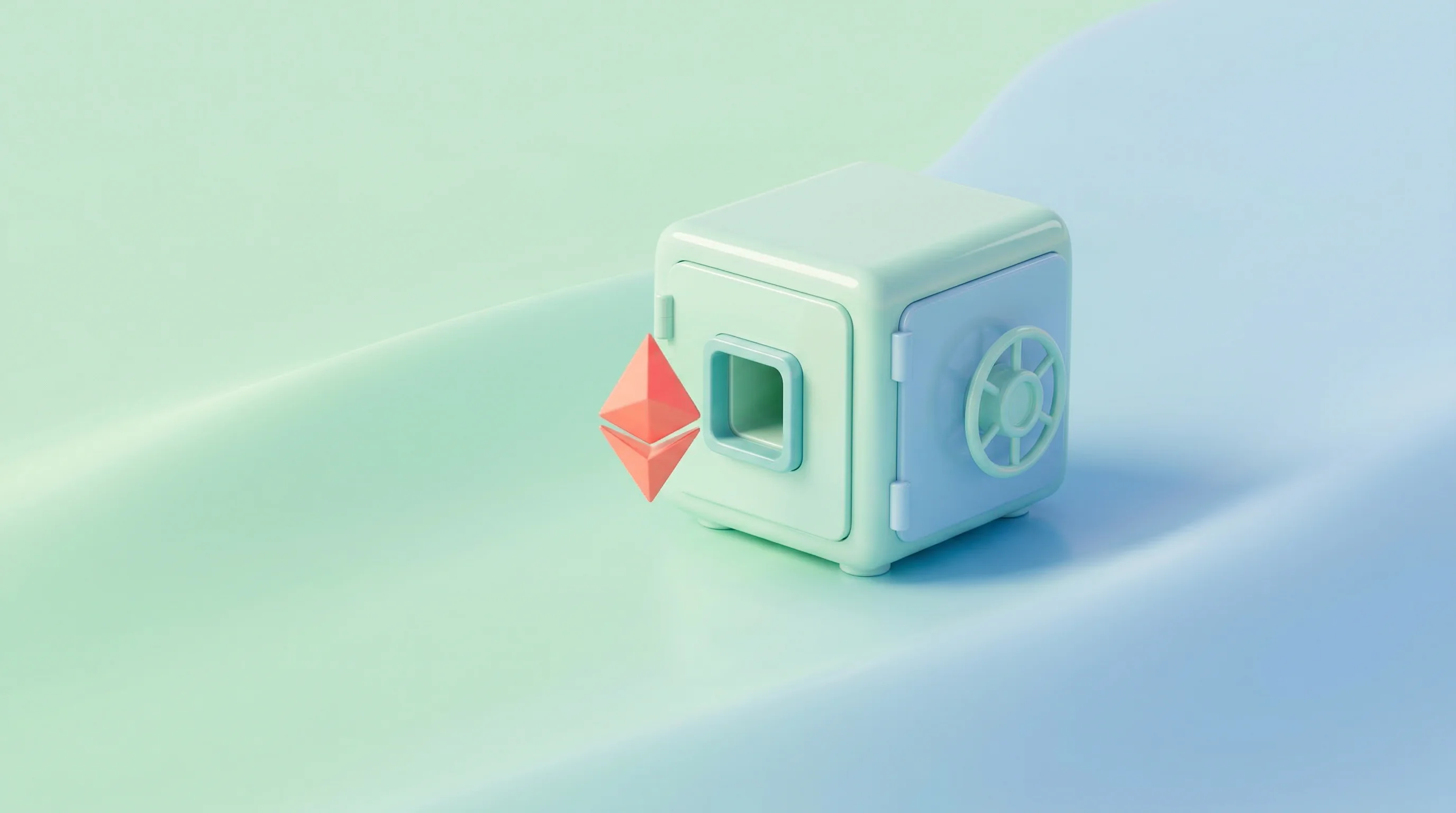 Digital illustration for article section "The Broader Landscape" in "OneCLI: Open-Source Credential Vault for AI Agents Built in Rust" - A minimalist 3D cartoon miniature model depicting a stylized, retro-modern vault resting on a smooth...