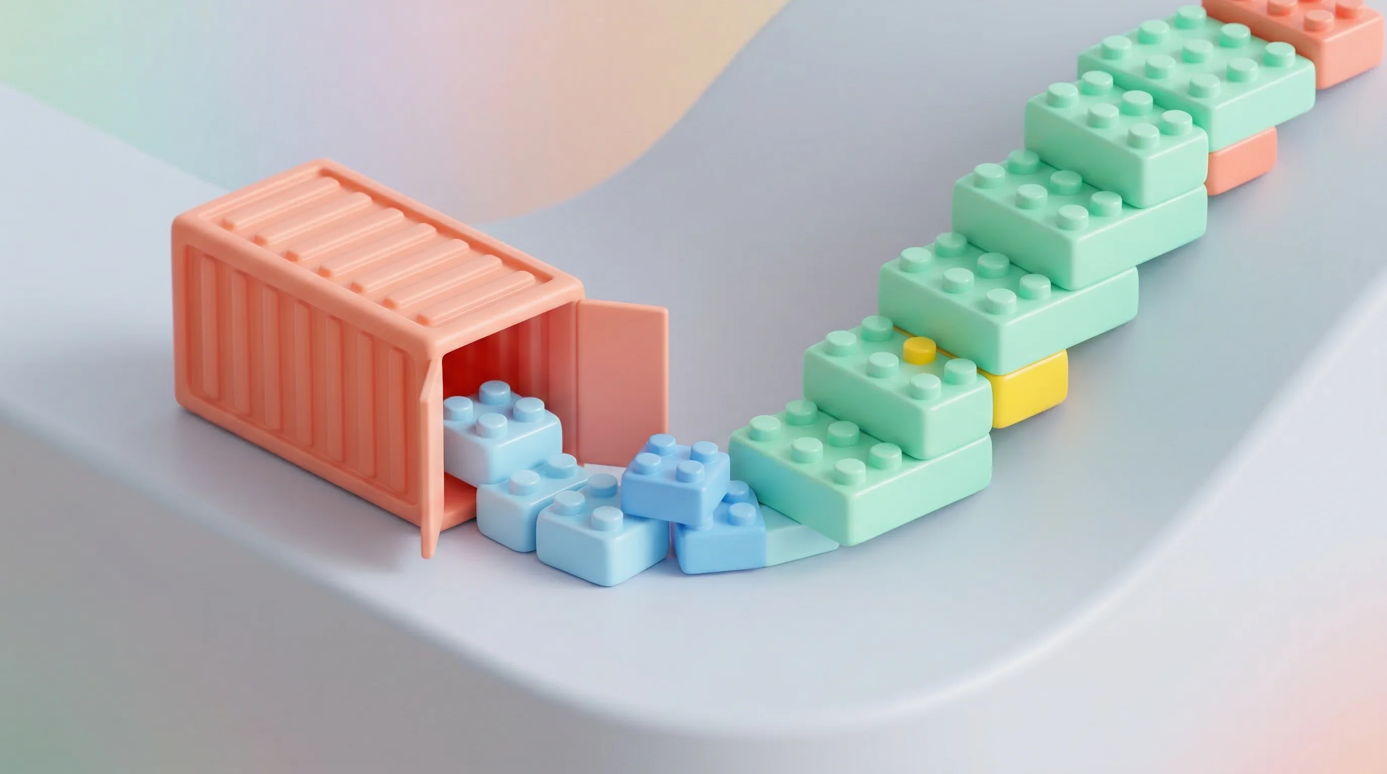 Digital illustration for article section "What Comes Next" in "OneCLI: Open-Source Credential Vault for AI Agents Built in Rust" - A minimalist 3D cartoon miniature model conceptualizing rapid project iteration and future developme...