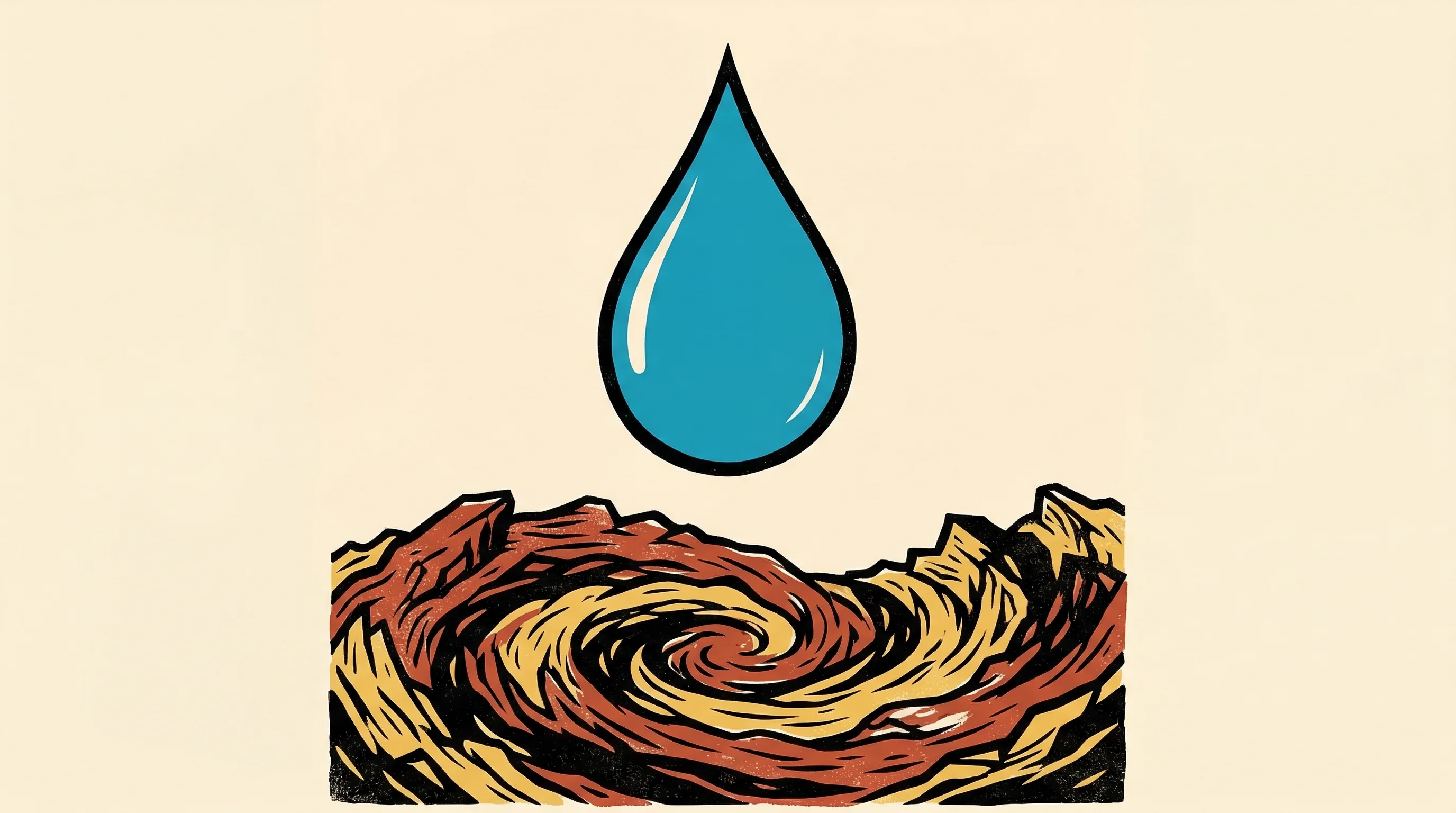 Digital illustration for article section "The No-Hydrogen Bet" in "PolyCycl's Gen VI Cracker Converts Plastic Waste Without Crude Oil" - A minimalist and conceptual illustration of a single, large, pristine drop of pure oil separating fr...