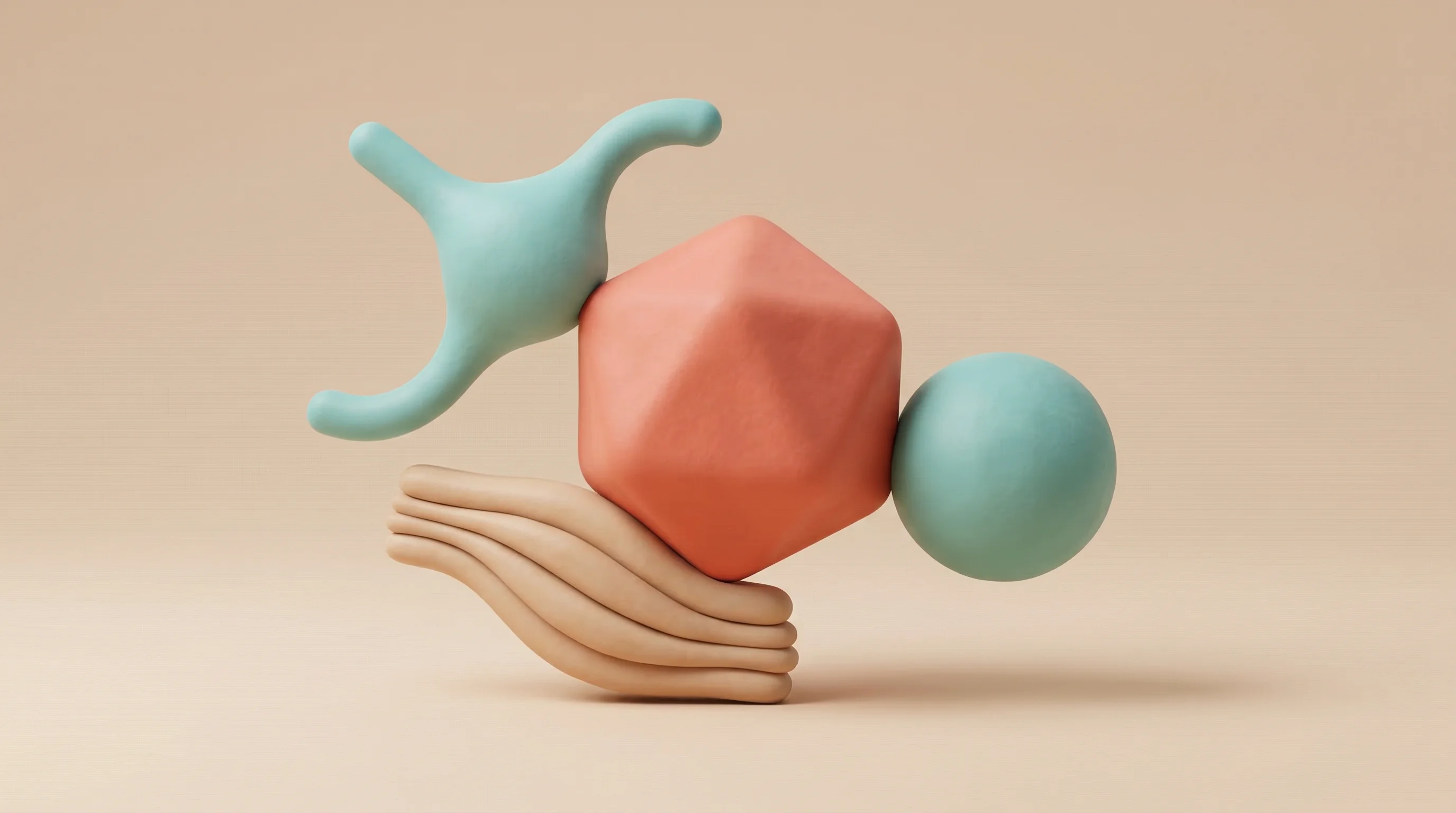 Digital illustration for article section "An Ecosystem Tackling Adjacent Problems" in "AI-Designed DNA Sequences Tackle Gene Therapy Safety Crisis" - A minimalist, abstract 3D composition representing an ecosystem of engineered AAV capsids, featuring...
