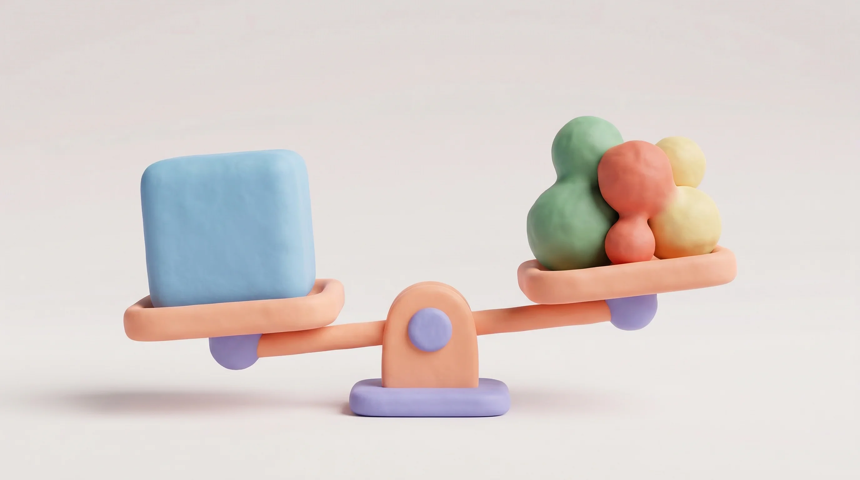 Digital illustration for article section "What Founders Are Weighing" in "AI-Designed DNA Sequences Tackle Gene Therapy Safety Crisis" - A minimalist 3D conceptual illustration representing a strategic choice in gene and cell therapy, fe...