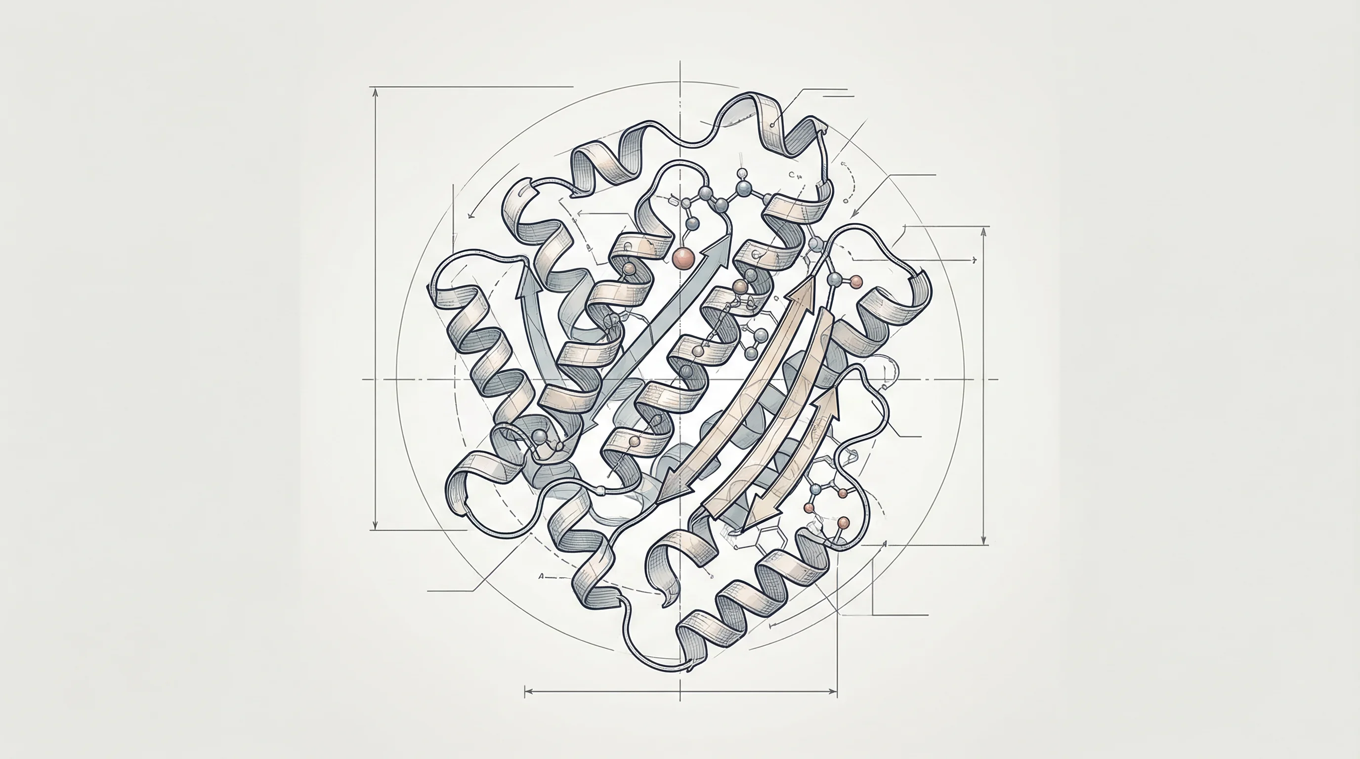 Digital illustration for article section "The Startup Taking Aim" in "AI Drug Discovery's Next Bottleneck: Protein Characterization" - A clean, minimalist conceptual visualization of next-generation protein characterization, featuring ...