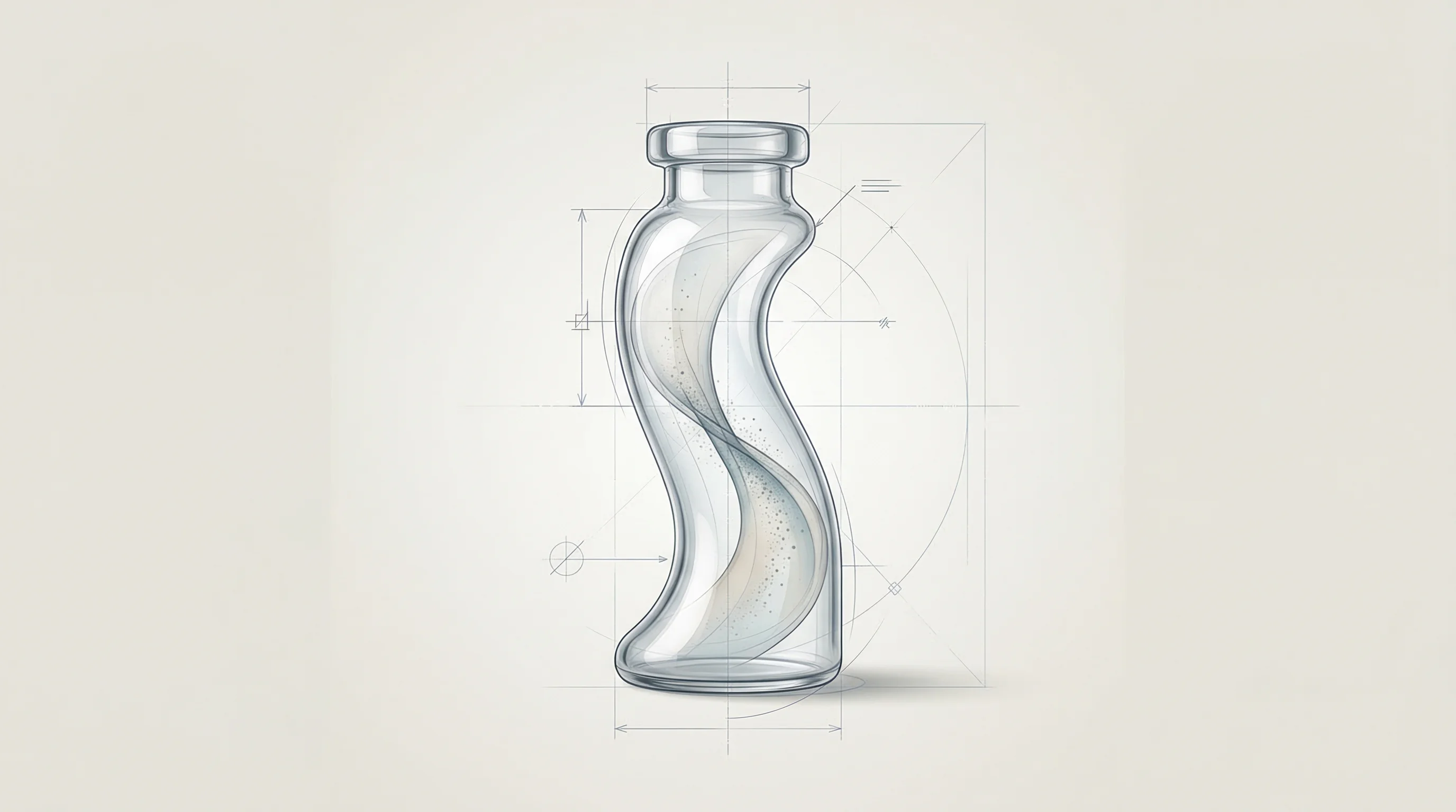 Digital illustration for article section "The Hard Part" in "AI Drug Discovery's Next Bottleneck: Protein Characterization" - A minimalist and conceptual visual representation of biotech analytical development and downstream p...