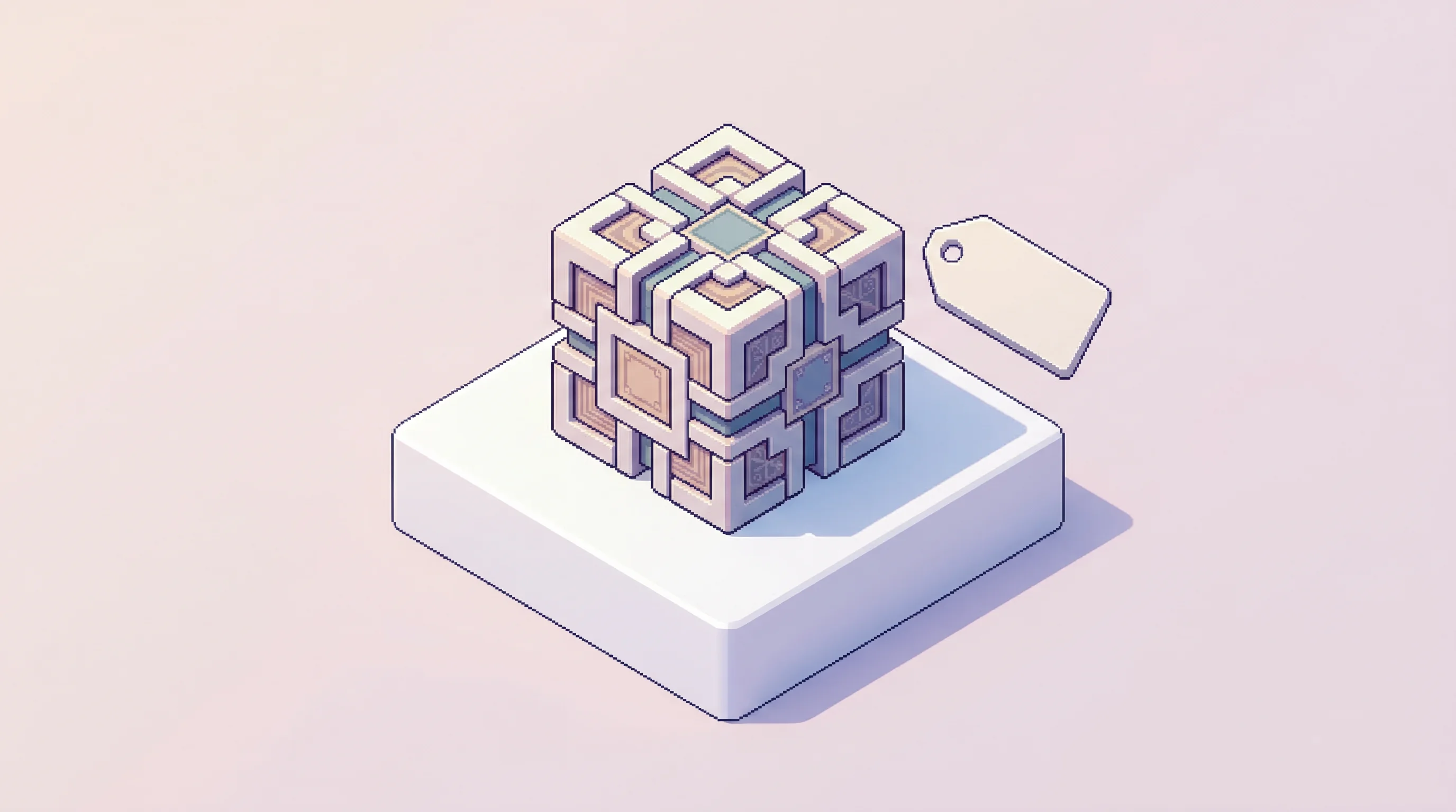 Digital illustration for article section "What Comes Next" in "FullSeam Launches AI 'Employee' to Automate Finance Busy Work" - A top-down isometric view of a sleek, minimalist presentation plinth holding an elegant, intricately...