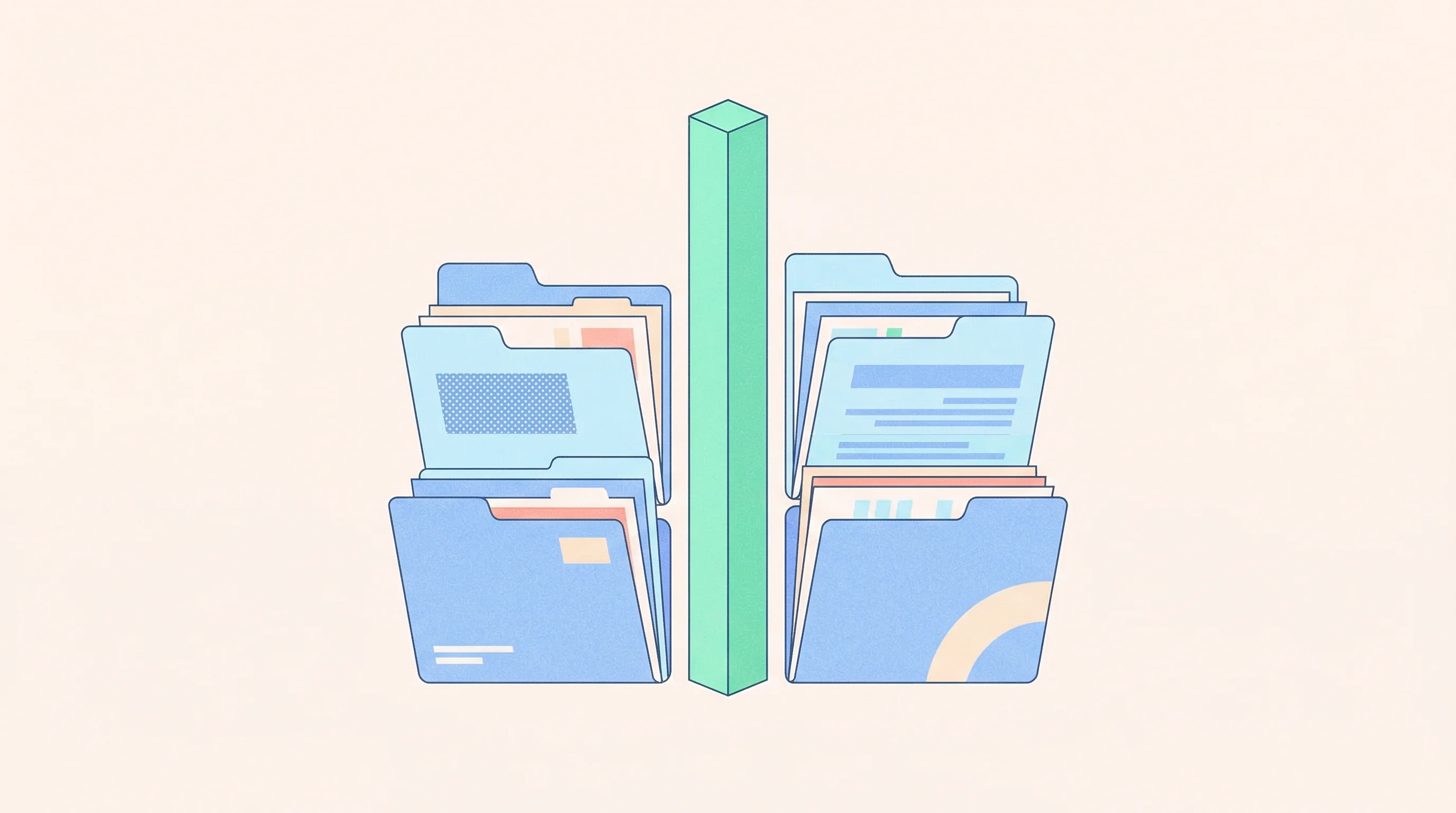 Digital illustration for article section "The Bureaucracy Isn't Going Anywhere" in "Ruma Care's AI Slashes Prior Auth Denials for $150K Biologics" - A clean, minimalist conceptual illustration featuring a single, solid vertical pillar smoothly carvi...