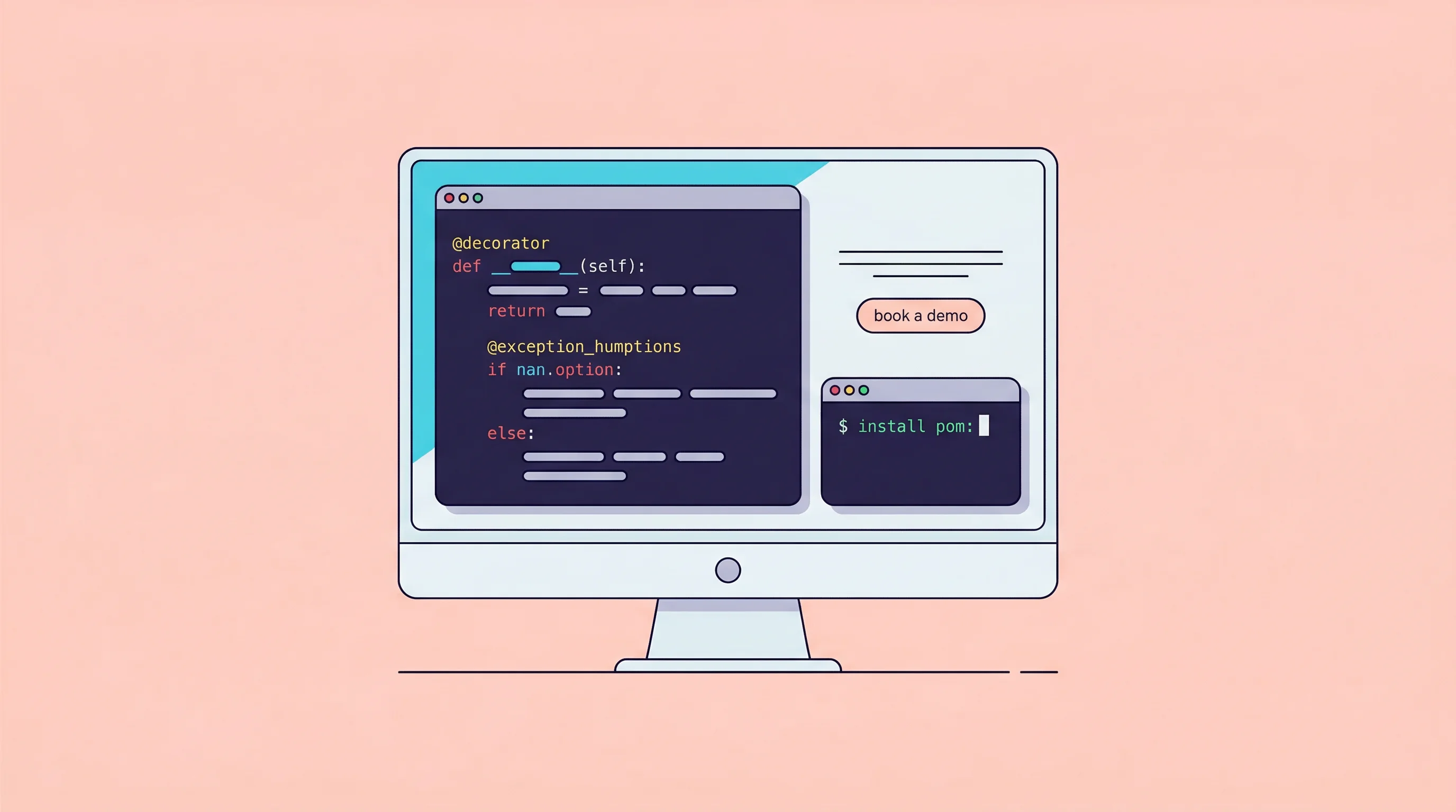 Digital illustration for article section "Early Days, Quiet Launch" in "Salus Launches Pre-Execution Guardrails to Validate AI Agent Actions" - A clean, minimalist retro-futuristic illustration of a sleek, stylized computer monitor displaying a...