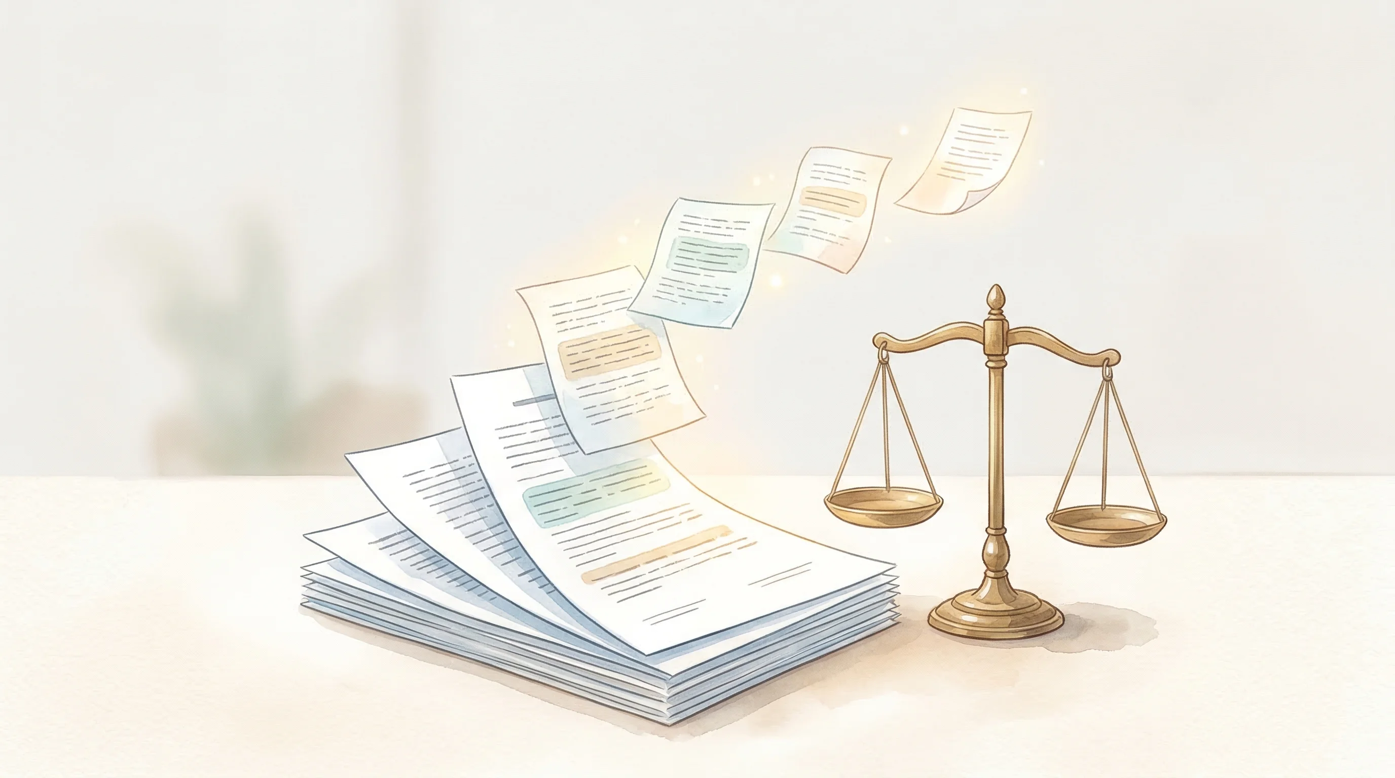 Digital illustration for article section "What Newcode Actually Does" in "Newcode.ai Raises $6.5M to Automate Legal Work with AI Agents" - A conceptual, minimalist illustration representing an automated legal operating system, featuring a ...