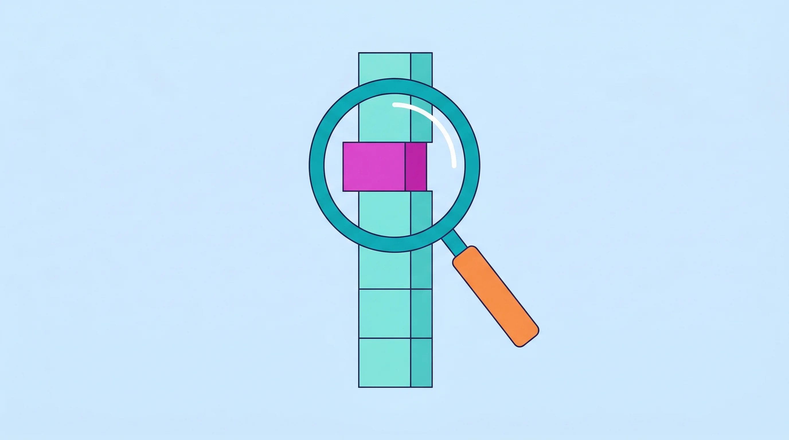 Digital illustration for article section "What Formal Methods Actually Look Like" in "Mistral AI Launches Leanstral, First Open-Source Agent for Formal Proofs" - A minimalist flat illustration featuring a sleek, stylized magnifying glass examining a perfectly st...