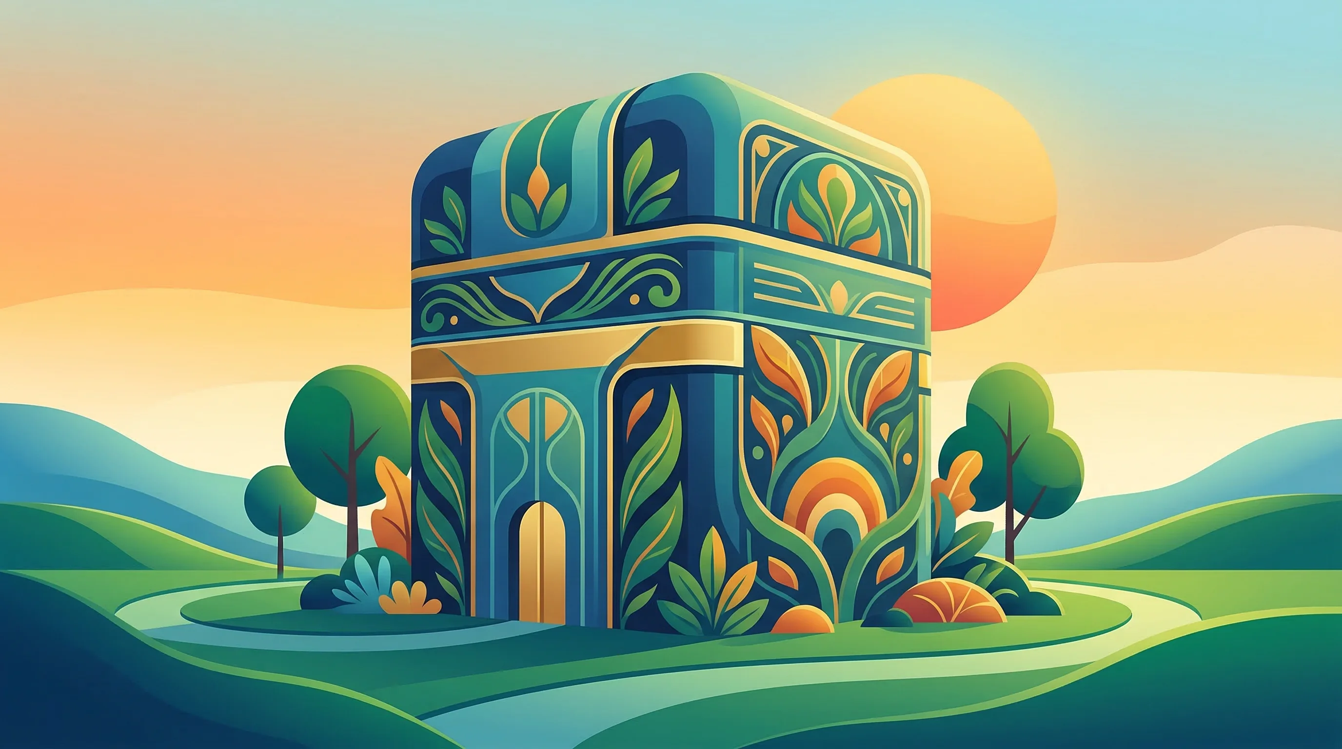 Digital illustration for article section "Sovereign Compute as Strategic Differentiator" in "Mistral AI Launches Forge Platform to Challenge AWS in Custom AI" - A majestic, stylized architectural monolith representing a sovereign cloud data fortress and massive...