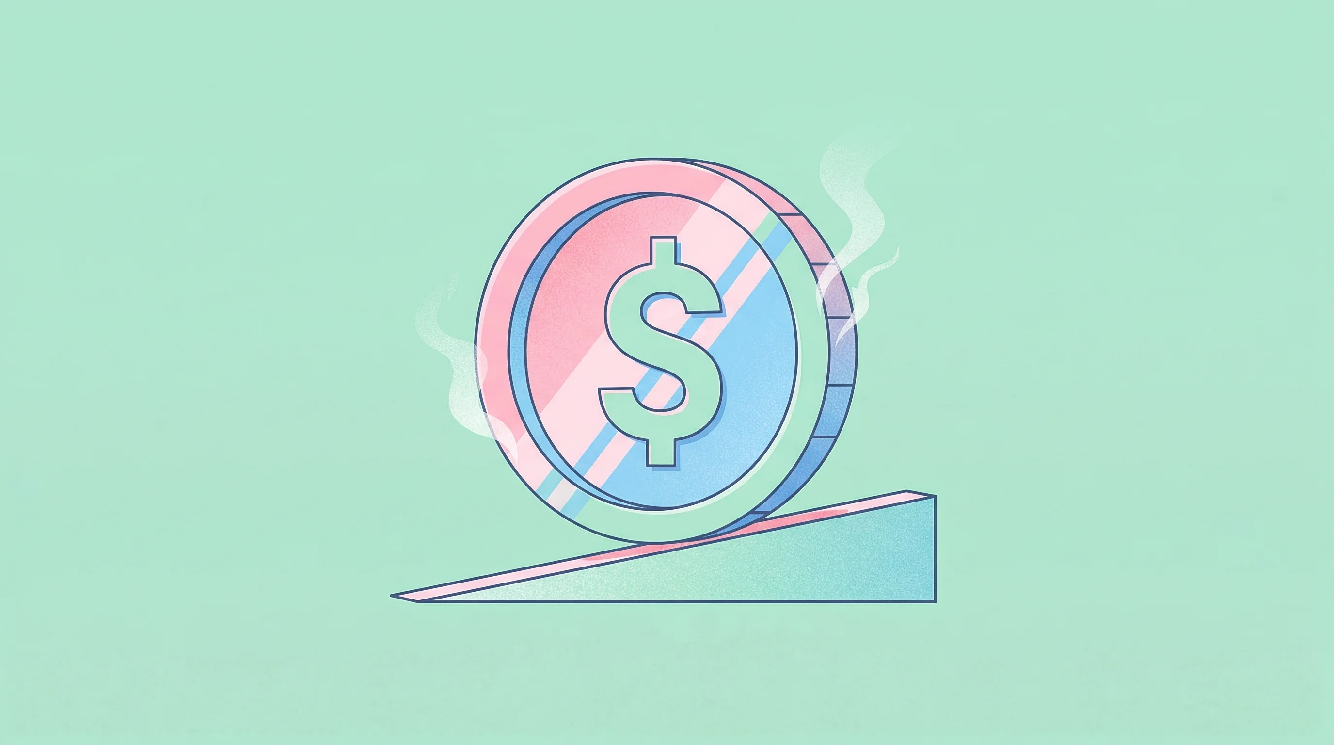 Digital illustration for article section "The Profit Question Nobody's Answering" in "dtcpay's Stablecoin-Only Bet: Global Expansion Without New Capital" - A conceptual and minimal flat vector illustration representing the tension between profitable financ...