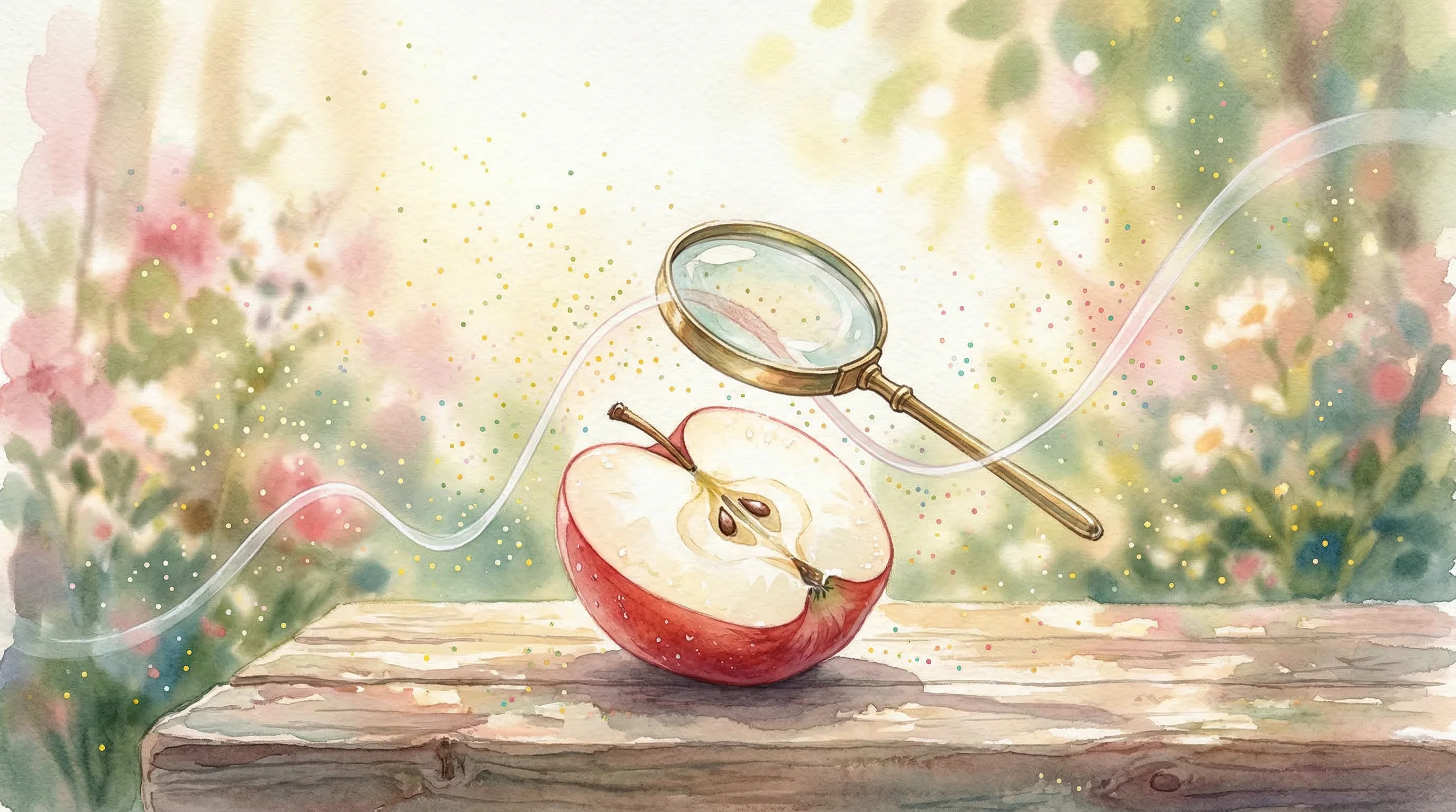Digital illustration for article section "The Skeptics Have Entered the Chat" in "The Battle to Bring Glucose Monitors to the Masses Takes Shape" - A minimal and conceptual image featuring a delicately painted magnifying glass hovering over a fresh...